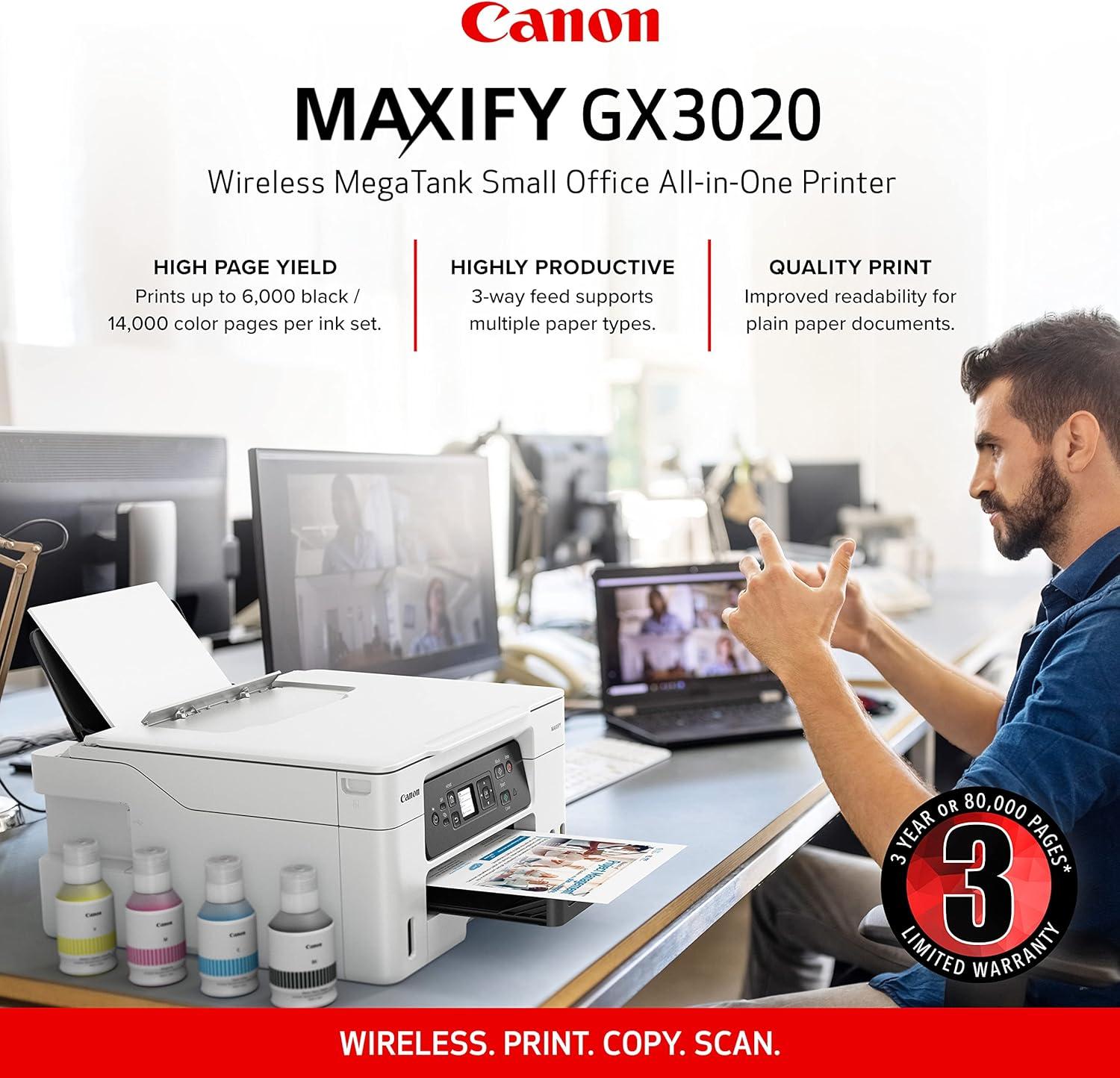 MAXIFY GX3020 Wireless MegaTank Small Office All-In-One Printer