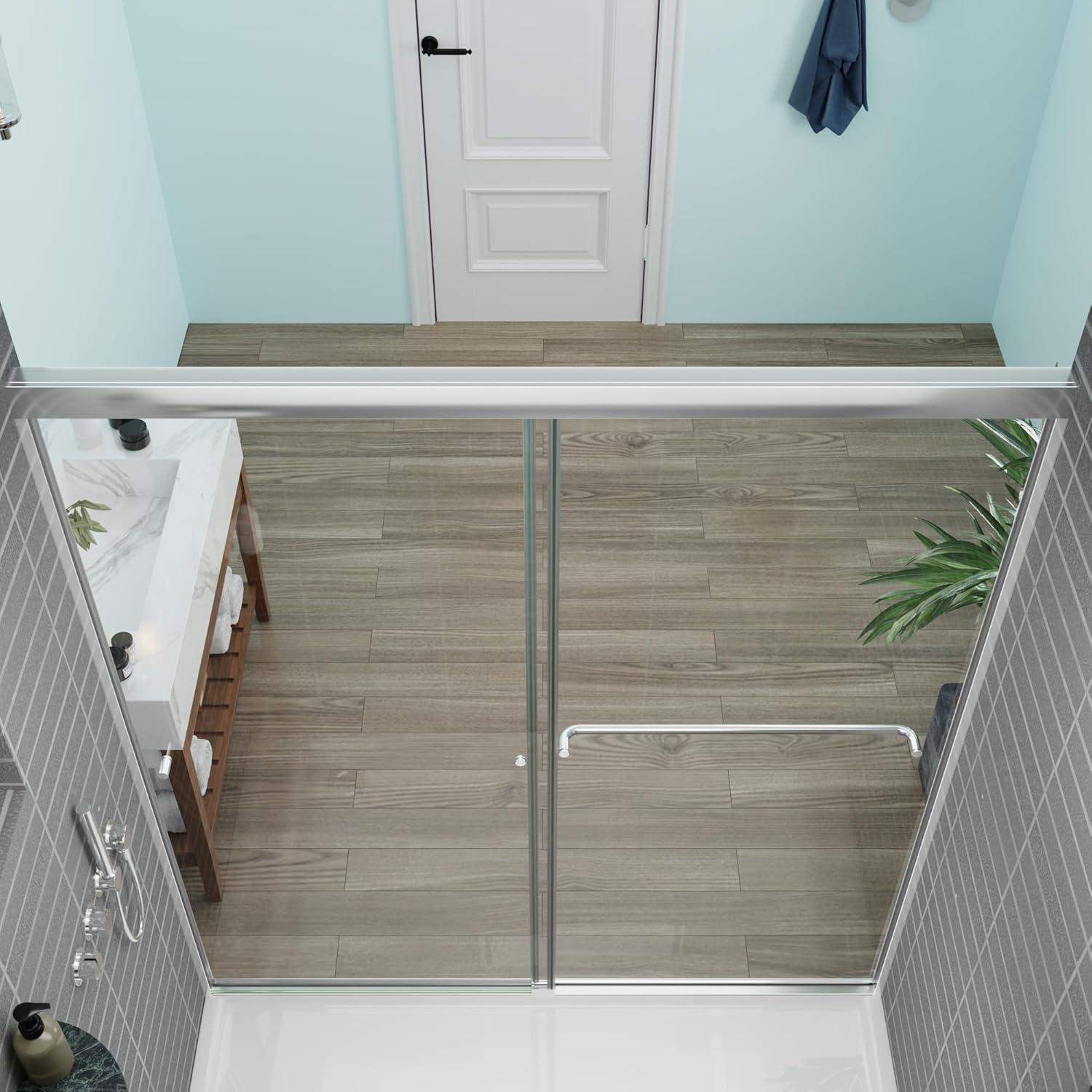 56" -60" W x 70" H Double Sliding Frameless Shower Door with Clear Glass