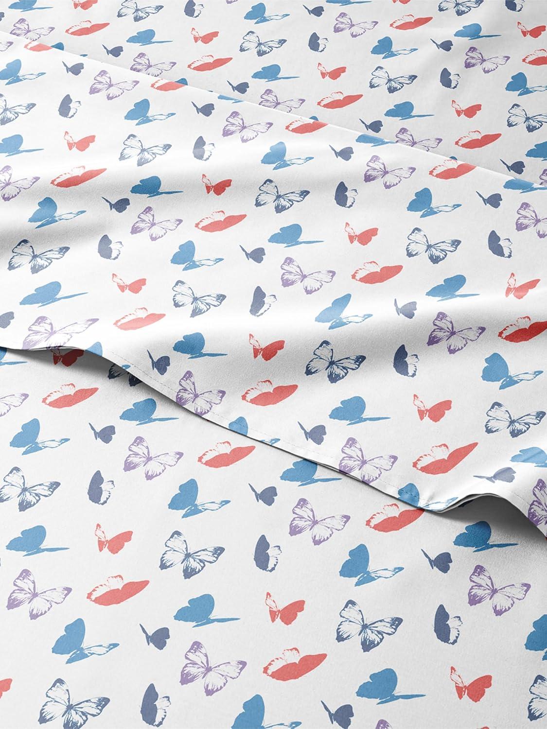 Twin Butterfly Print Microfiber Kids Bedding Set