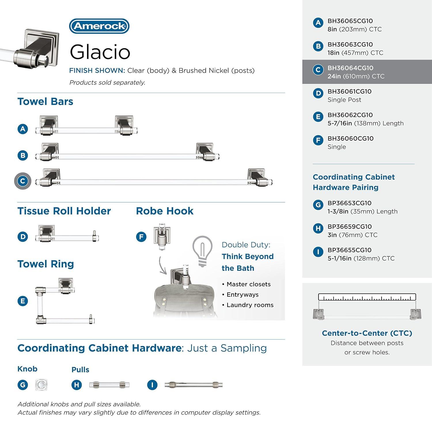 Amerock Glacio 26.25" Wall Mounted Towel Bar BH36064CG10