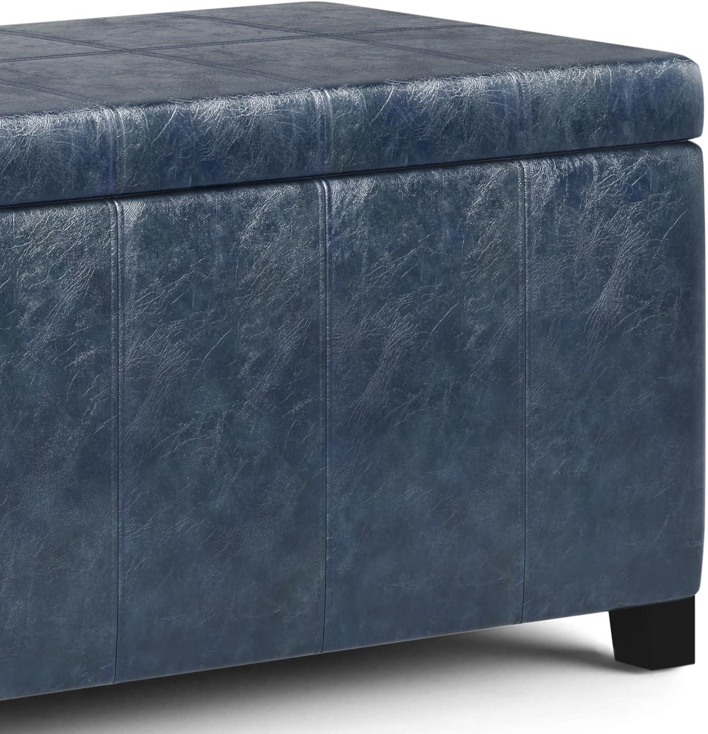 Simpli Home Dover 36"W Upholstered Storage Ottoman Bench with Lift-Top and Large Interior Storage
