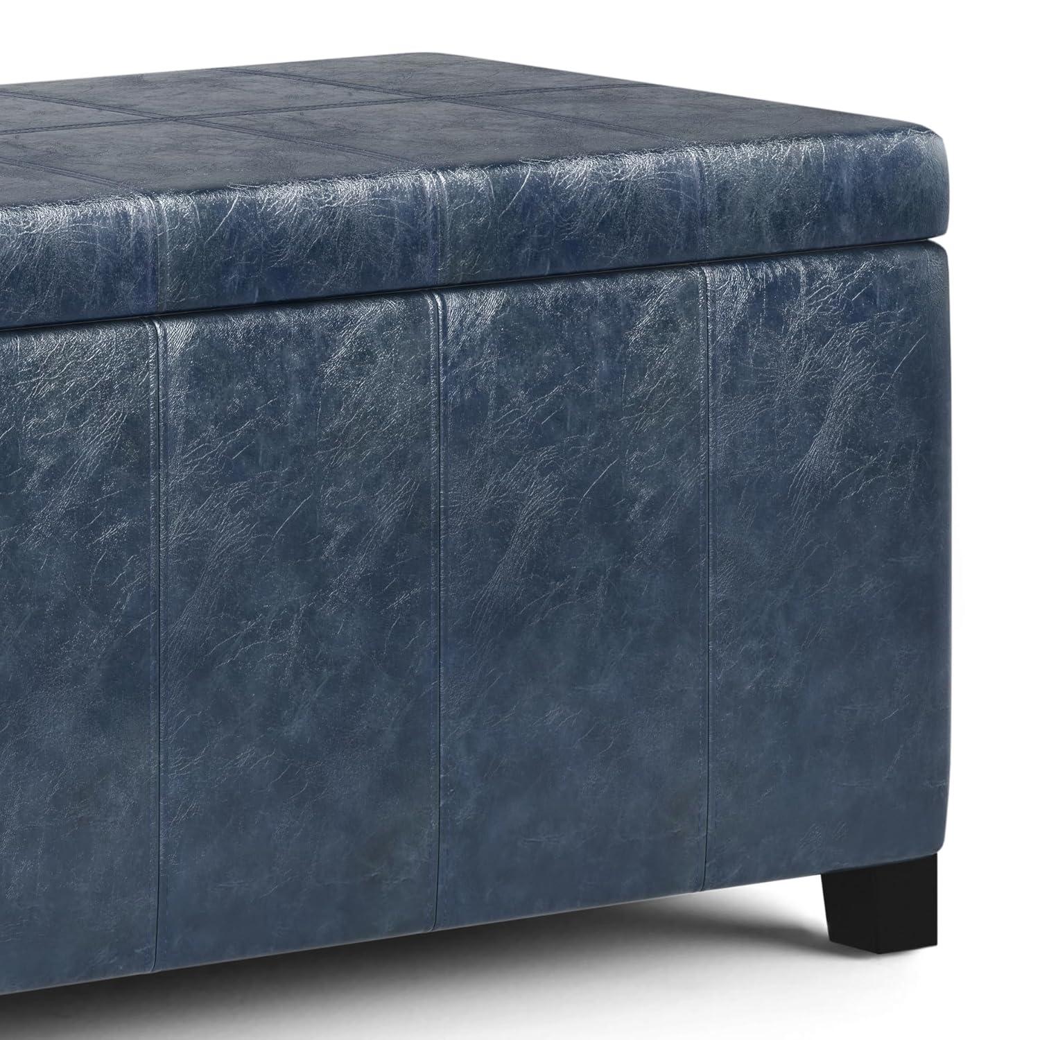 Simpli Home Dover 36"W Upholstered Storage Ottoman Bench with Lift-Top and Large Interior Storage