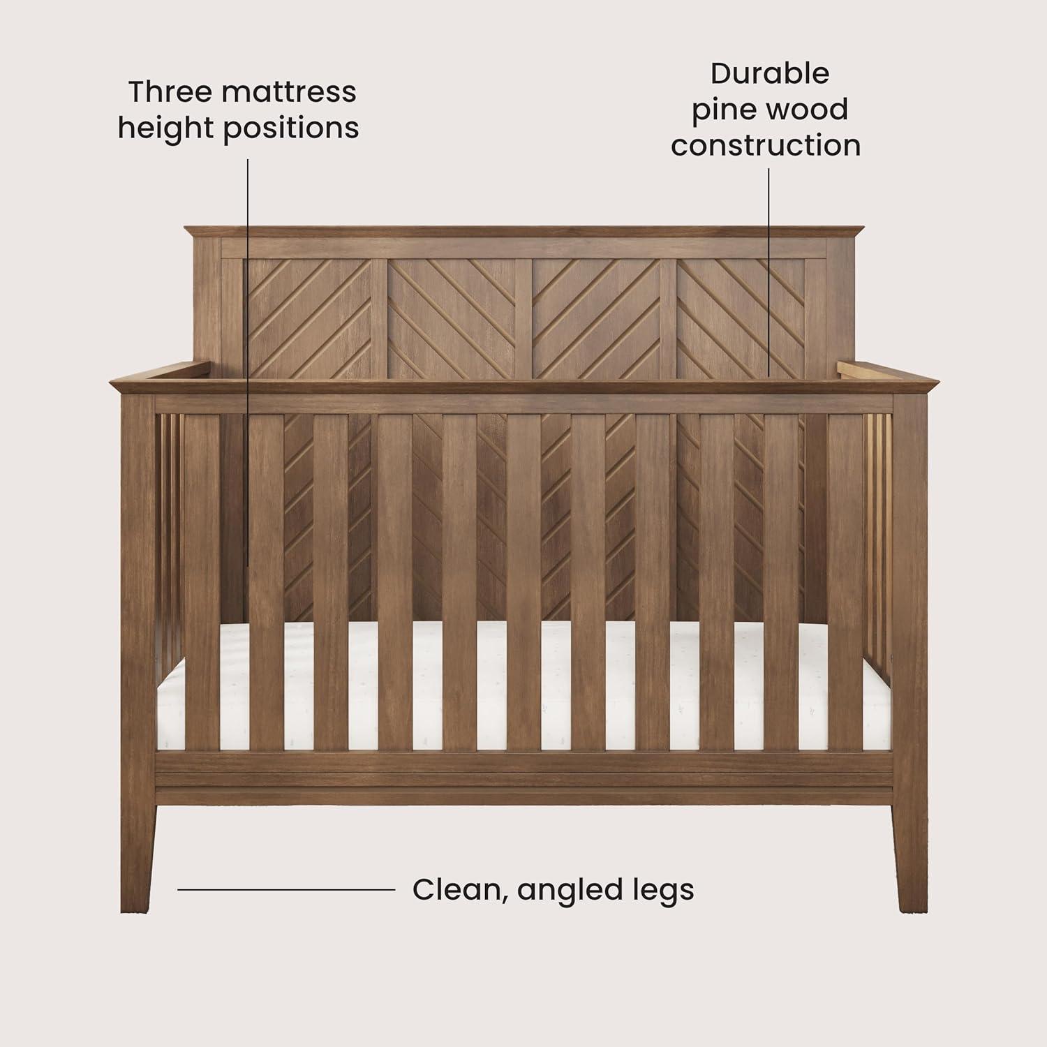 Atwood Crib, Dresser and Chest Nursery Set, 3-Piece, Includes 4-in-1 Convertible Crib, Dresser and Chest, Grows with Your Baby (Cocoa Bean Brown)