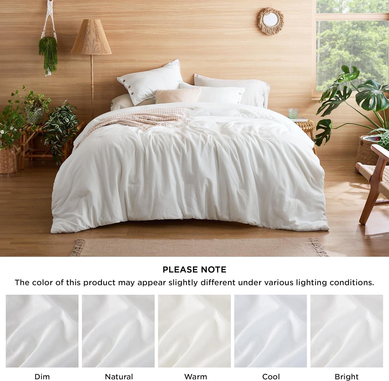 Bedsure | 3Pcs Linen Cotton Blend Duvet Cover Set