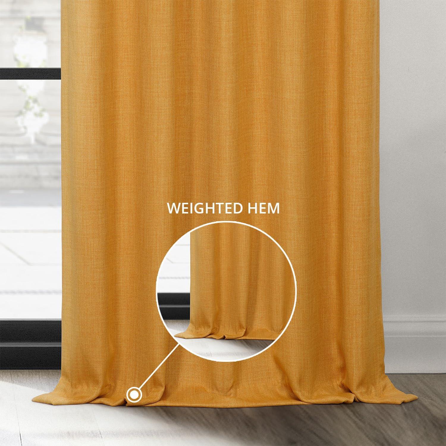 Ottis Textured Faux Linen Rod Pocket Room Darkening Curtains for Bedroom & Living Room Curtains - Single Panel Drapes