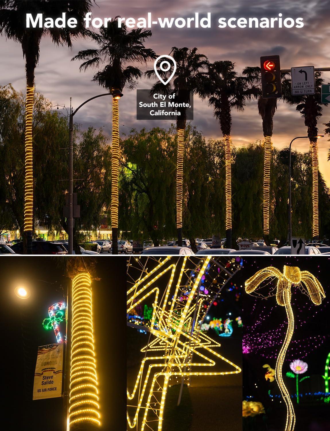 West Ivory 1656LEDs, 150ft Warm White LED Rope Light, Connectable Outdoor Permanent Waterproof Accent Exterior Lighting, PVC Case, ETL Certified, for Holiday, Backyard Patio, Home Garden, Decorative