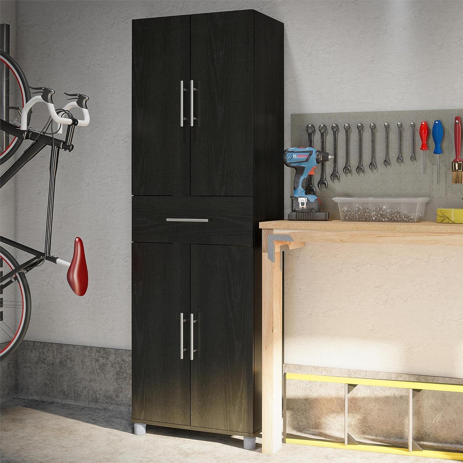 Camberly 4 Door/1 Drawer Storage Cabinet, Graphite Gray