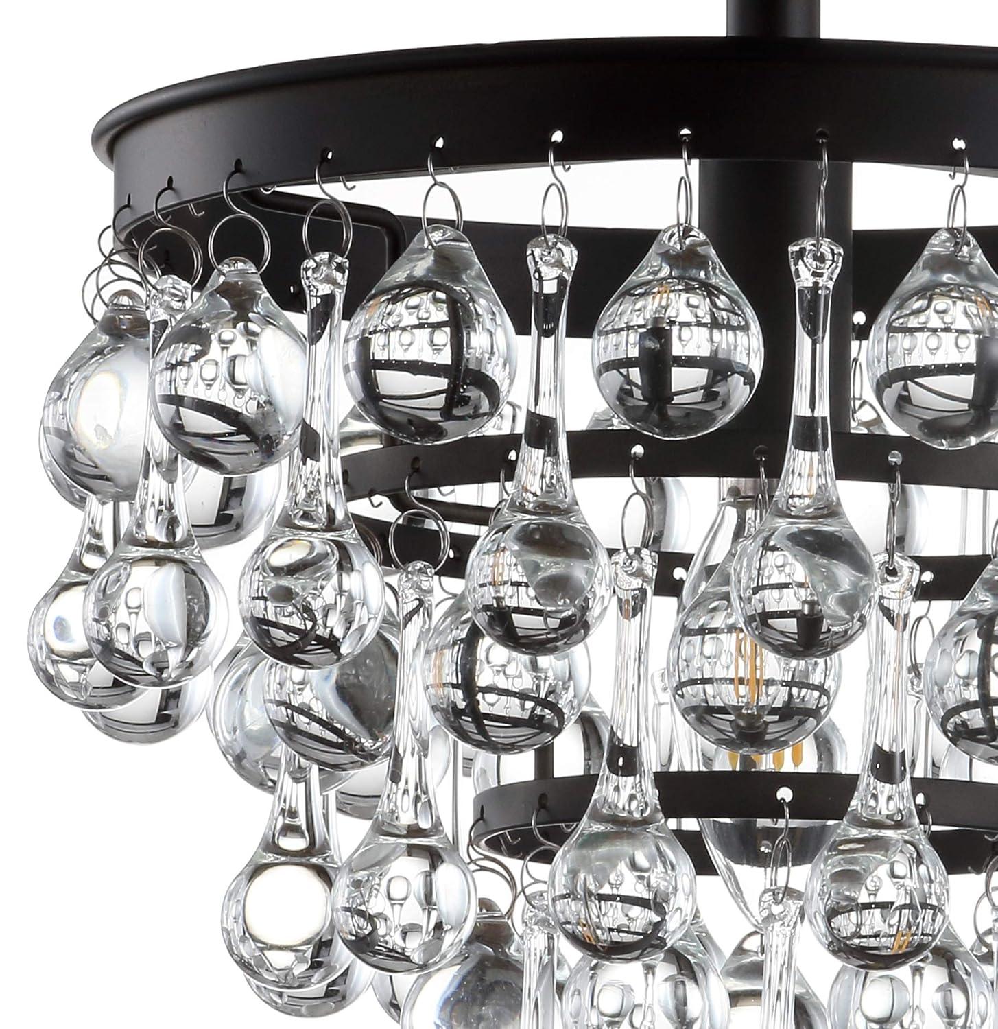 JONATHAN Y Toronto 10" Metal/Crystal LED Flush Mount, Oil Rubbed Bronze
