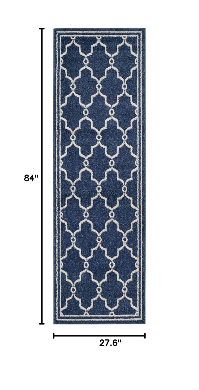Amherst AMT414 Power Loomed Indoor Runner Rug - Navy/Beige - 2'3"x7' - Safavieh