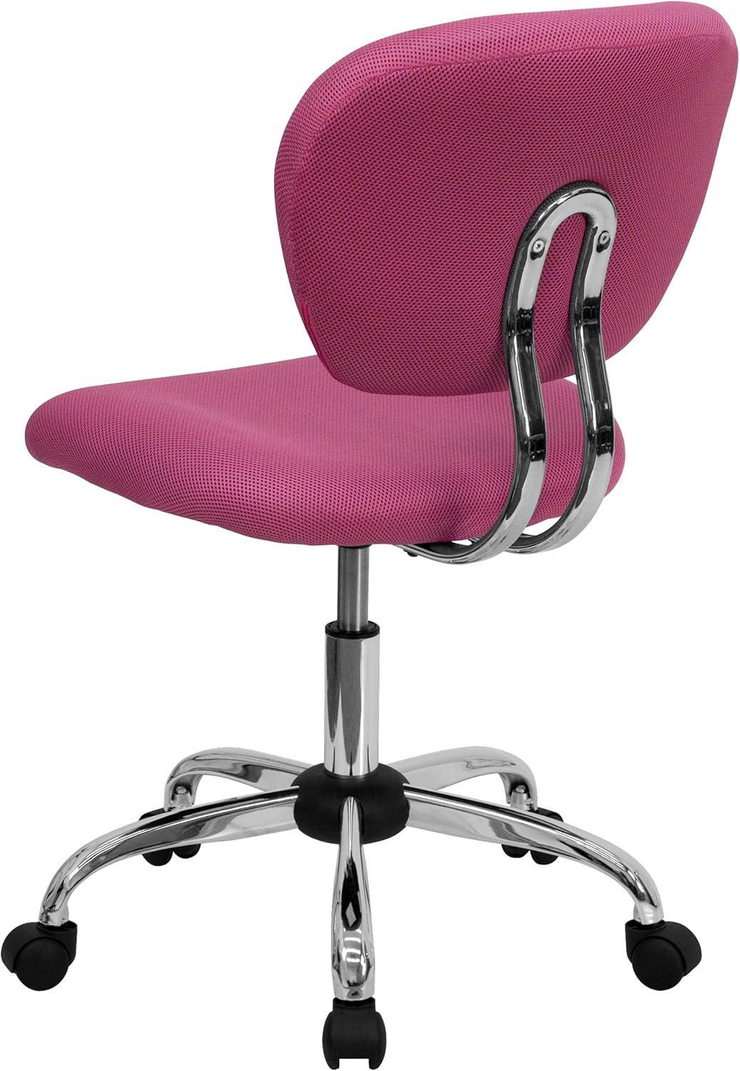 Flash Furniture Mid-Back Pink Mesh Padded Swivel Task Office Chair with Chrome Base