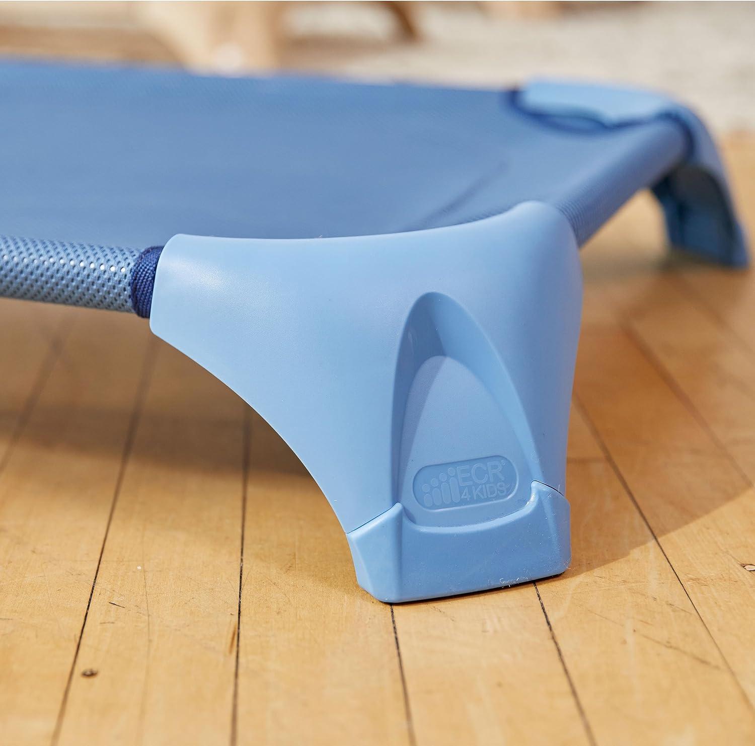 ECR4Kids ECR4Kids Stackable Kiddie Cot with Sheet, Classroom Furniture, Blue (Set of 6)