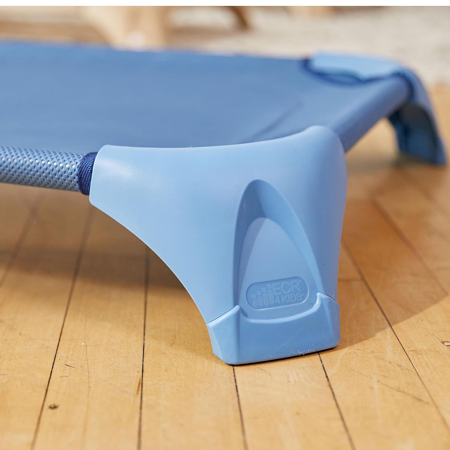 ECR4Kids ECR4Kids Stackable Kiddie Cot with Sheet, Classroom Furniture, Blue (Set of 6)