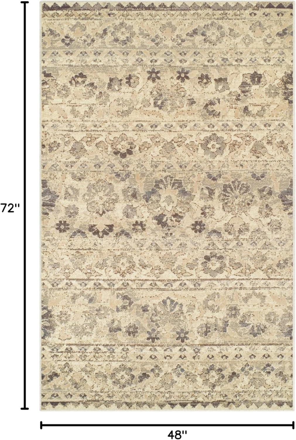 Superior Fawn Abstract Floral Indoor Runner Rug, 2'7"x8', Beige