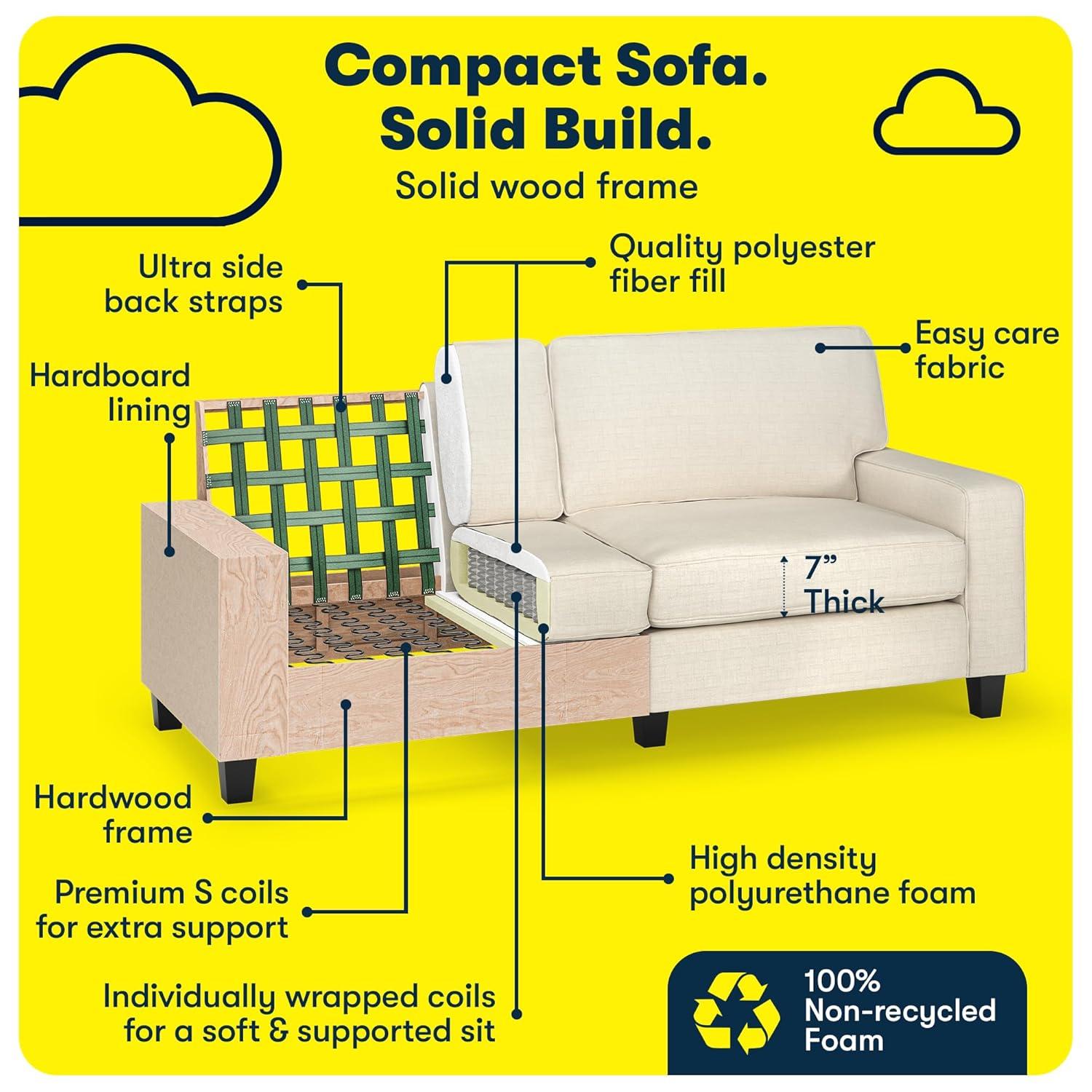 Serta Palisades 78" Track Arm Sofa, Easy Care Fabric, Soft Pillow Back, Pocket Coil Seat Cushions