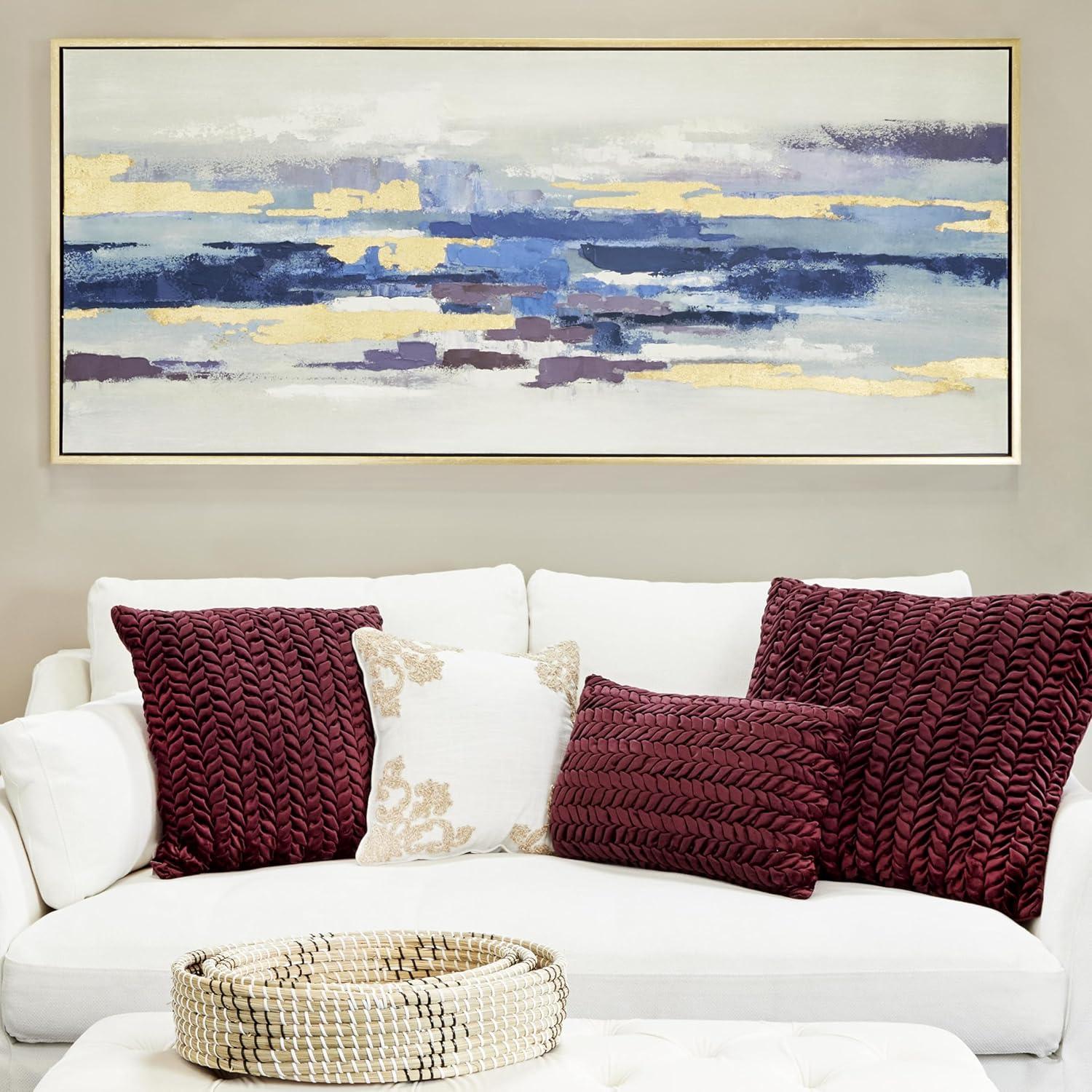 71" x 32" Abstract Framed Wall Art with Gold Frame, by DecMode