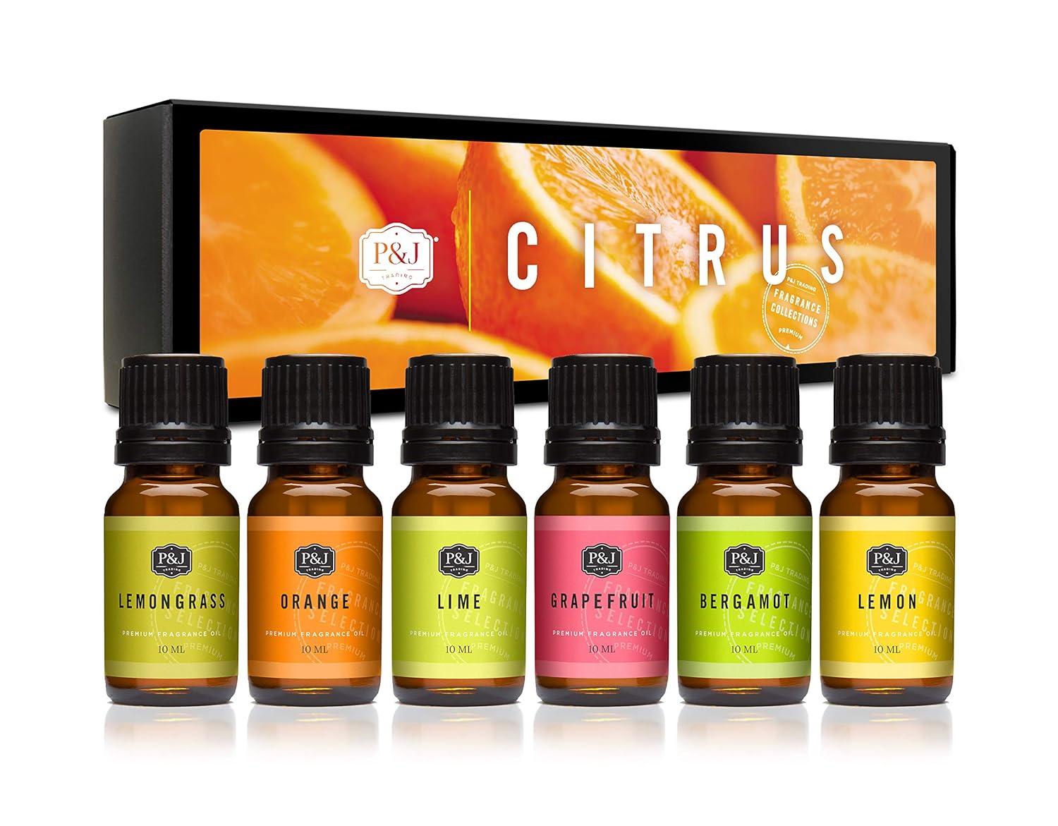 P&J Fragrance Oil | Citrus Set of 6 - Scented Oil for Soap Making, Diffusers, Candle Making, Lotions, Haircare, Slime, and Home Fragrance