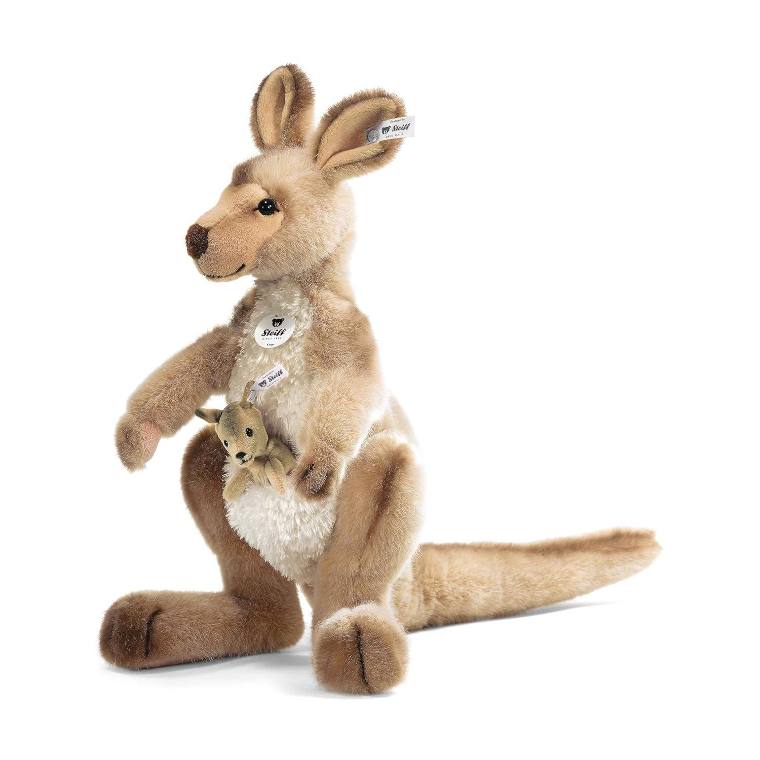 Steiff 064623 Kango Kangaroo Plush Animal Toy, Beige Tipped 16 inches