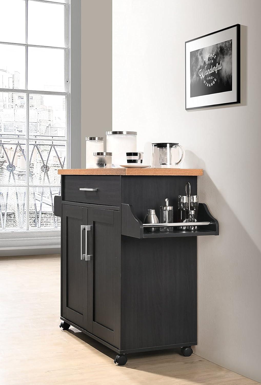 Hodedah Kitchen Island in Black Beech