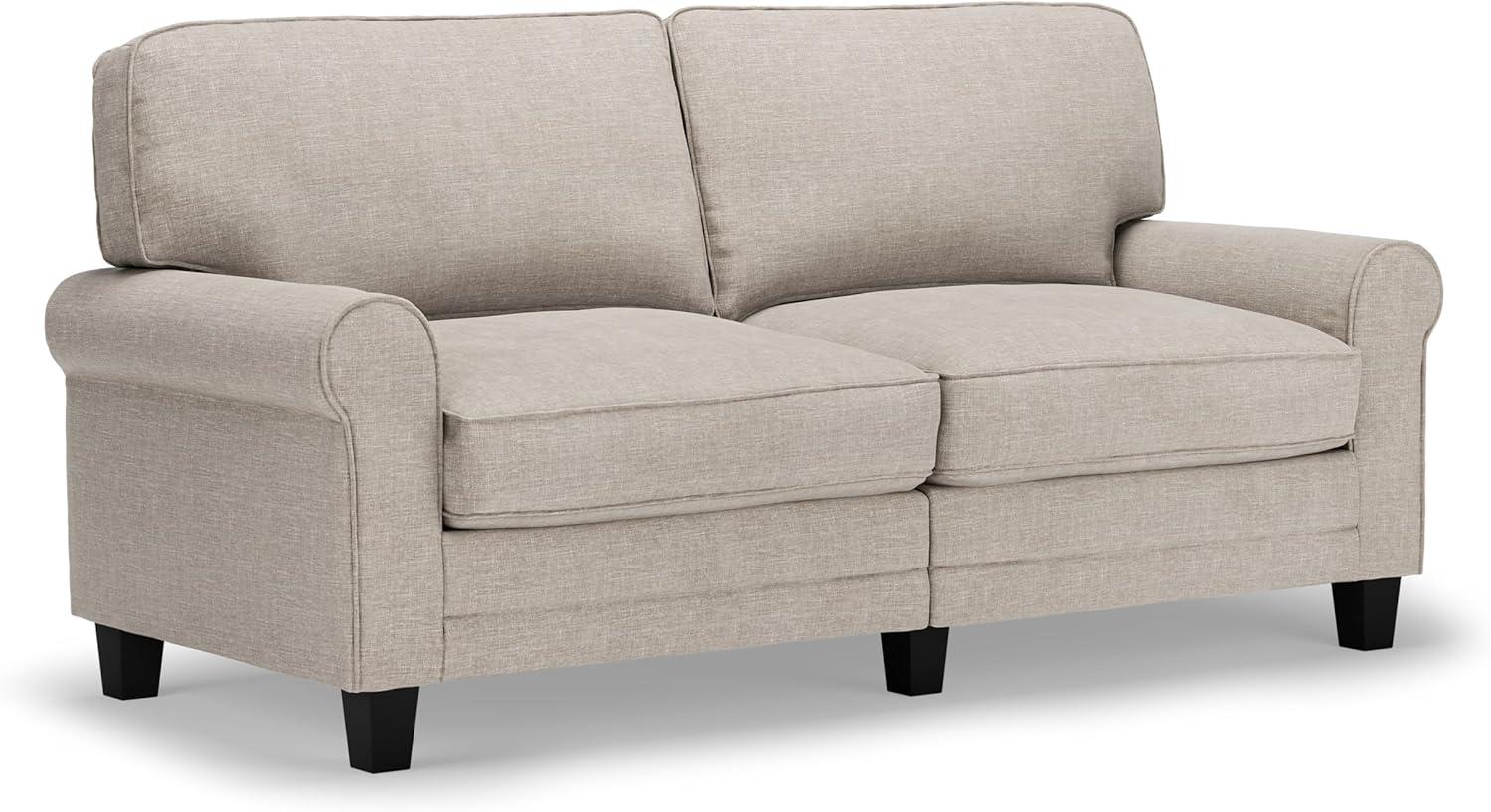 Serta Copenhagen 73" Rolled Arm Sofa, Easy Care Fabric, Soft Pillow Back, Pocket Coil Seat Cushions