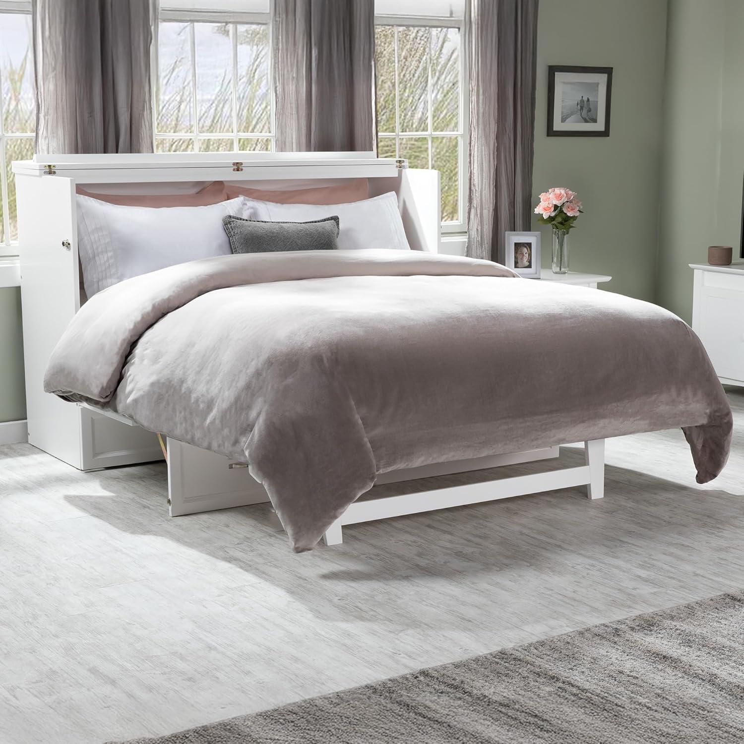 Queen Deerfield Murphy Bed Chest with Charging Station White - AFI: Space-Saving, Fold-Out Mattress, Elegant Design