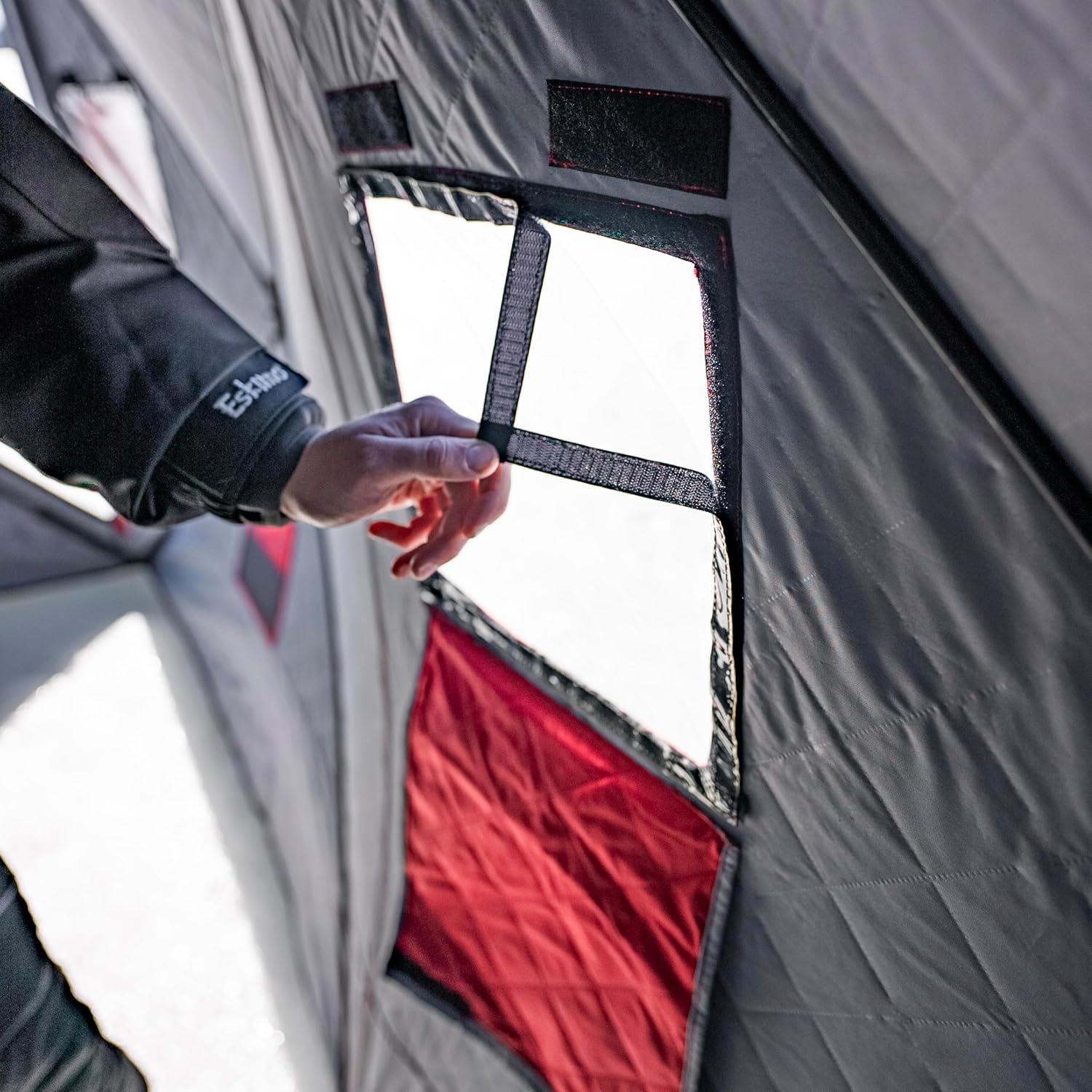 Eskimo QuickFish™ 6HD, Pop-Up Portable Shelter, No-Trip Door, Red/Black, Six Person, 46076