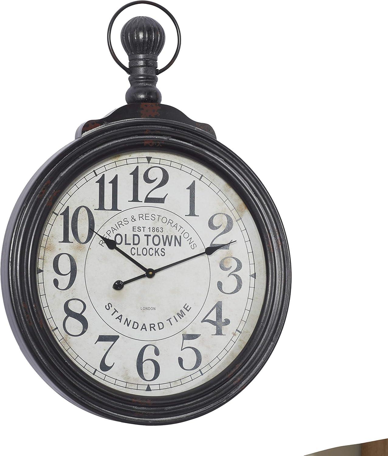 39" Brown MDF Vintage Pocket Watch Wall Clock