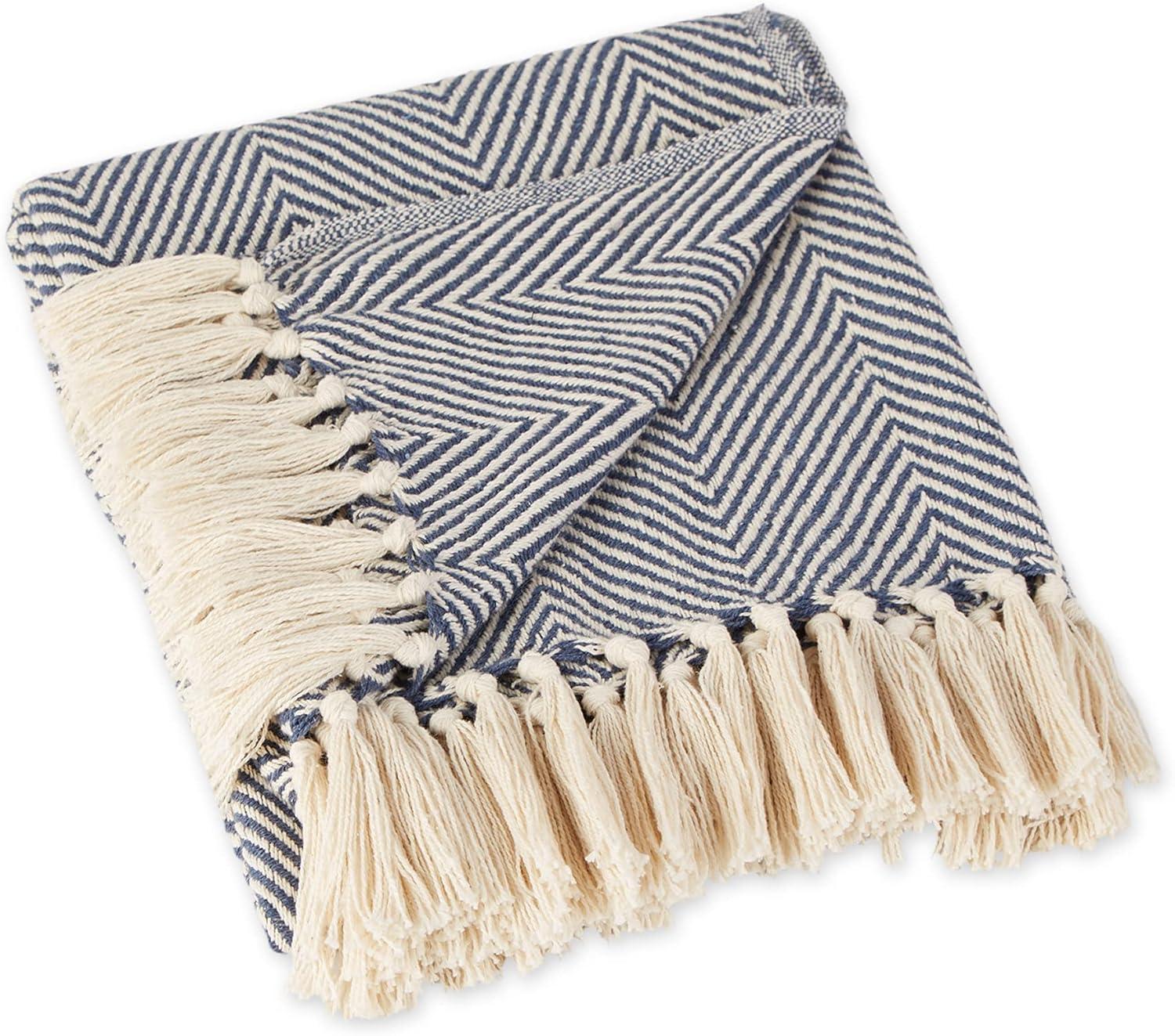 French Blue Urban Chevron Throw