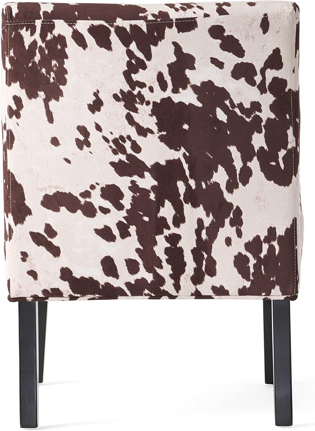 GDF Studio Abner Contemporary Slipper Accent Chair, Cow Print Velvet and Matte Black