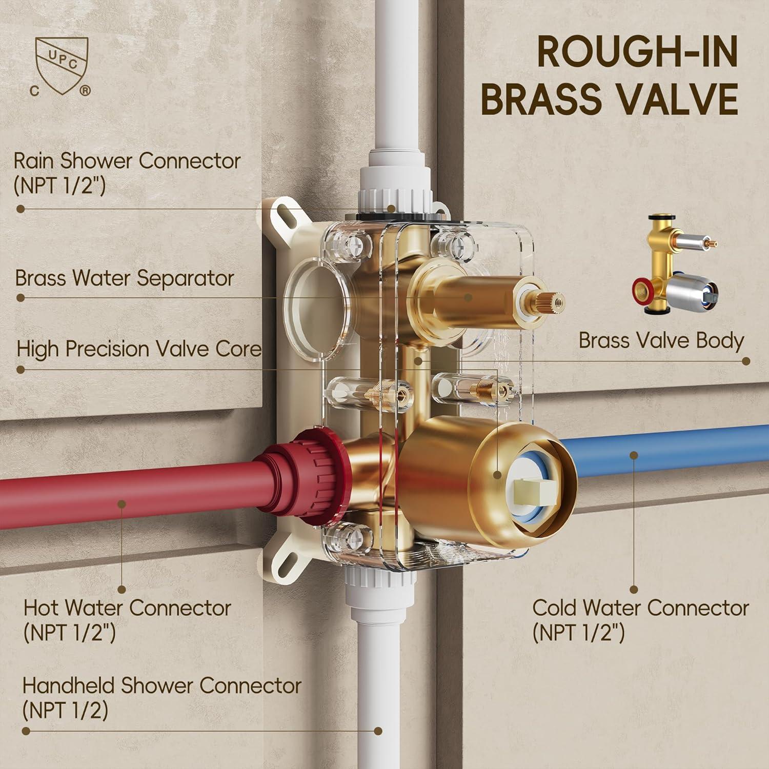 HOMGOO HG-6208BG Complete Shower System,Shower Faucet Set with 10" Rain Shower head and Handheld Shower Head Set