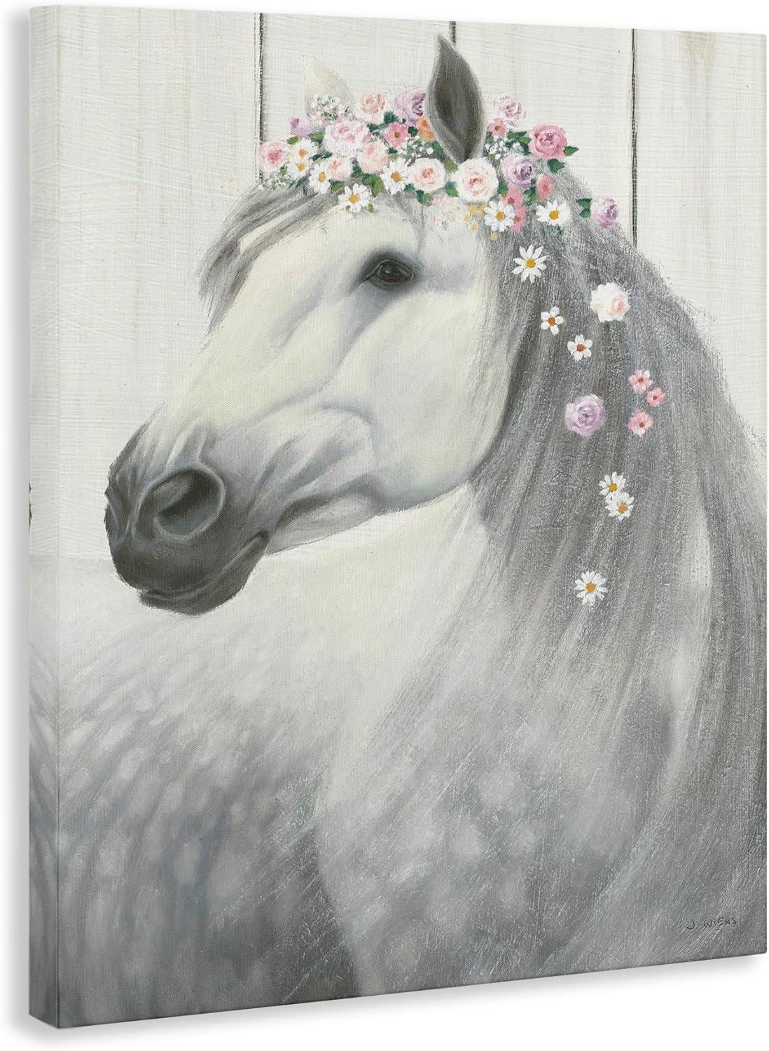 Stupell Industries Spirit Stallion Horse with Flower Crown Gallery Wrapped Canvas Wall Art, 24 x 30