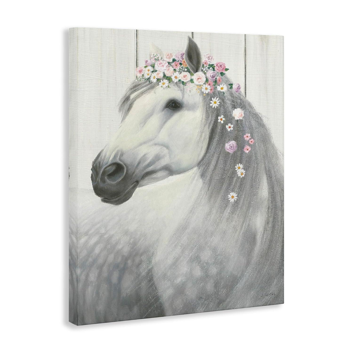 Stupell Industries Spirit Stallion Horse with Flower Crown Gallery Wrapped Canvas Wall Art, 24 x 30