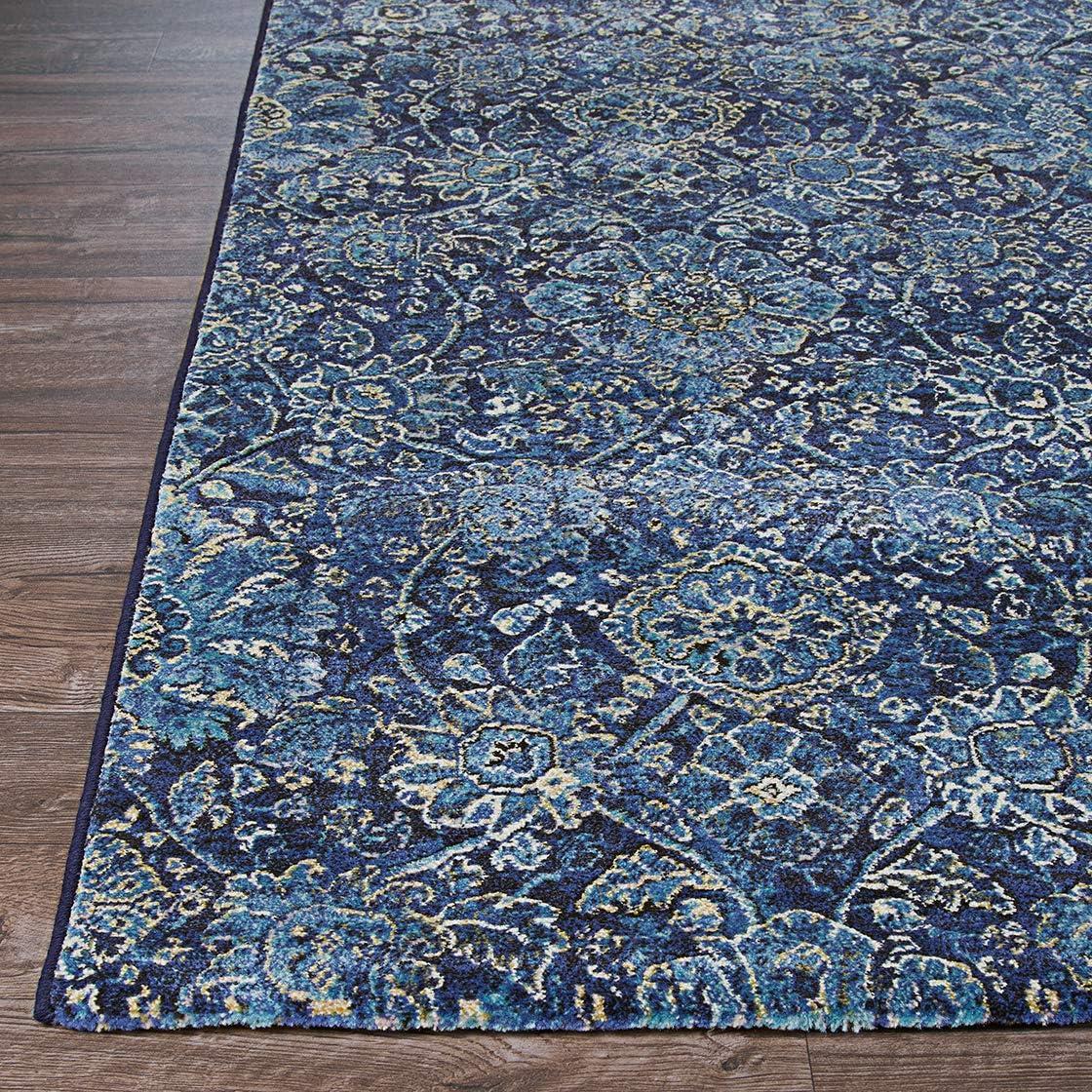 Easton Transitional Navy-Sapphire Washable Area Rug, 2' x 3'7"