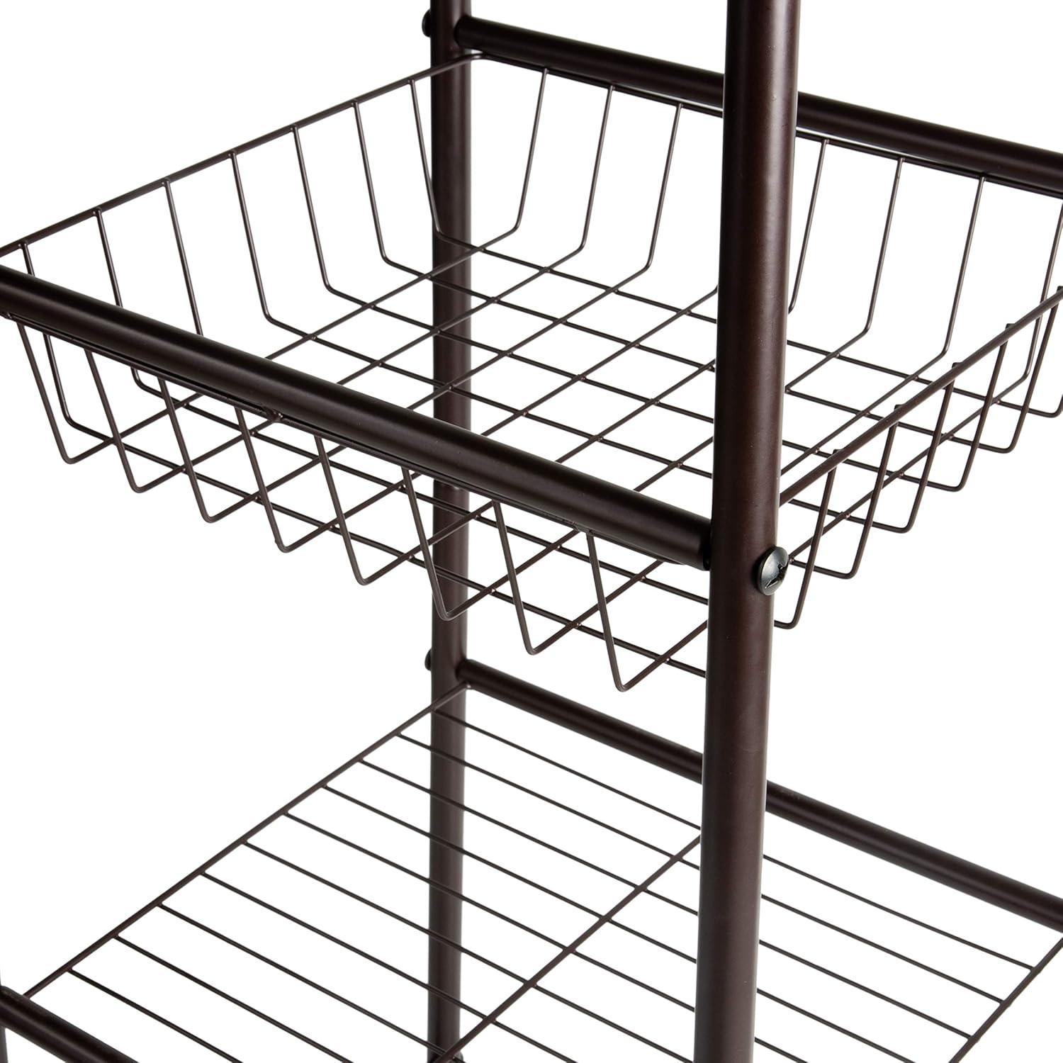 5 Tier Freestanding Bathroom Storage Shelves Brown - Bath Bliss: Iron Frame, Universal Organizer, 54.5" Height