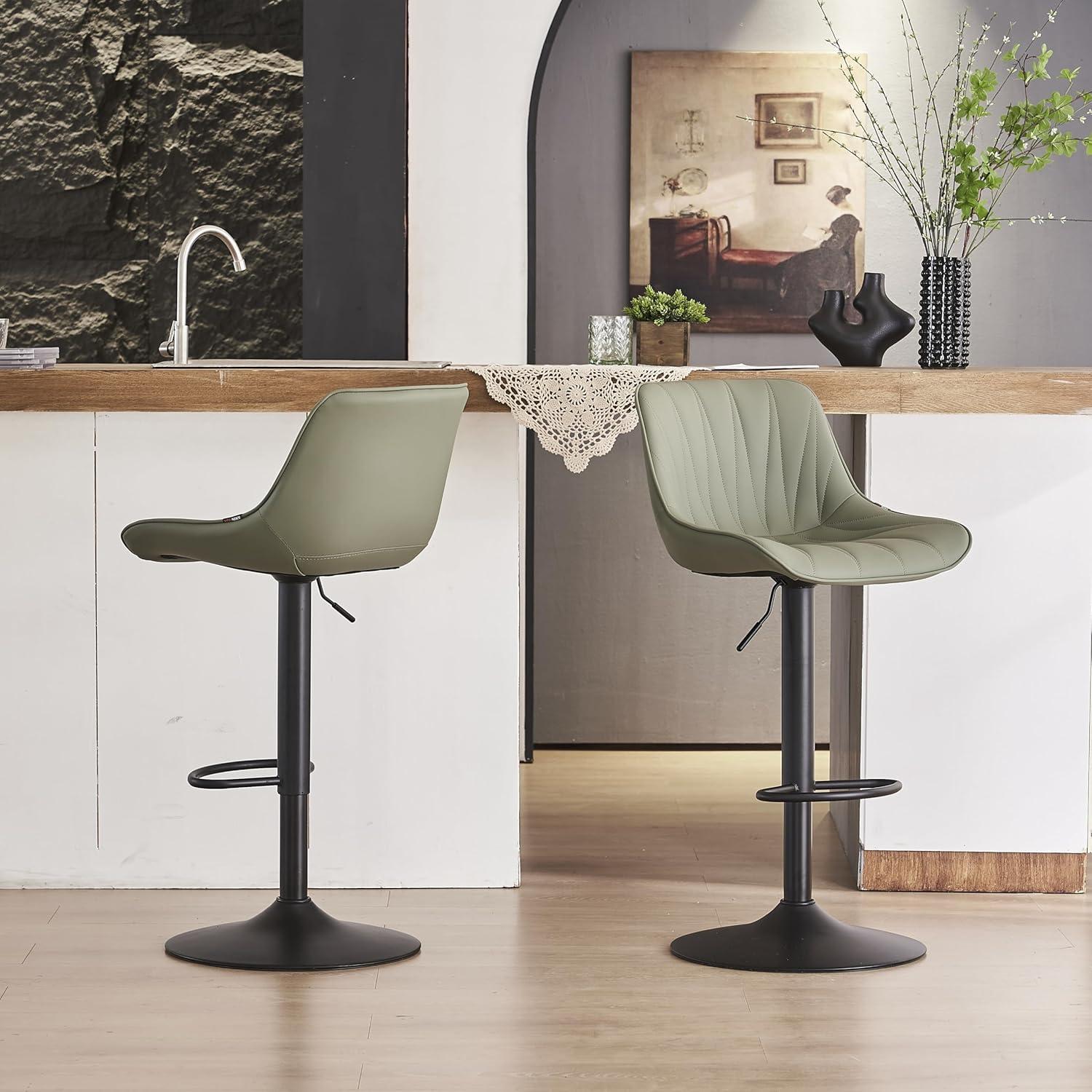Kidol & Shellder Green Bar Stools Set of 2 Modern Kitchen Island Barstool
