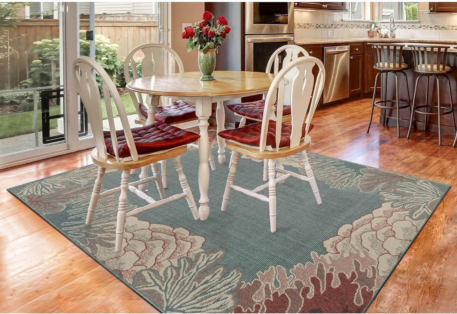 Coastal Breeze Blue Coral Reef Indoor/Outdoor Rug