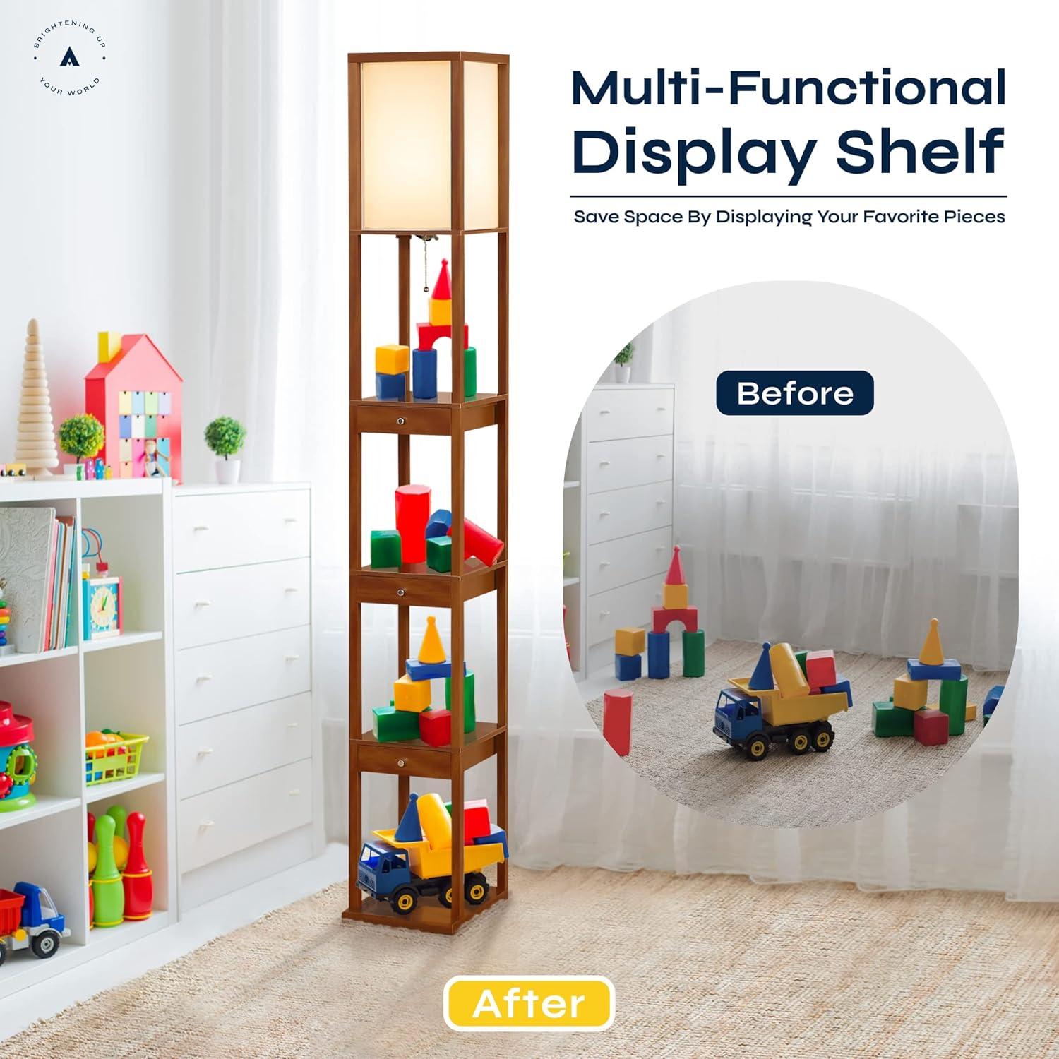 Latitude Run® 72" Column Floor Lamp With Shelves and 3 Drawers