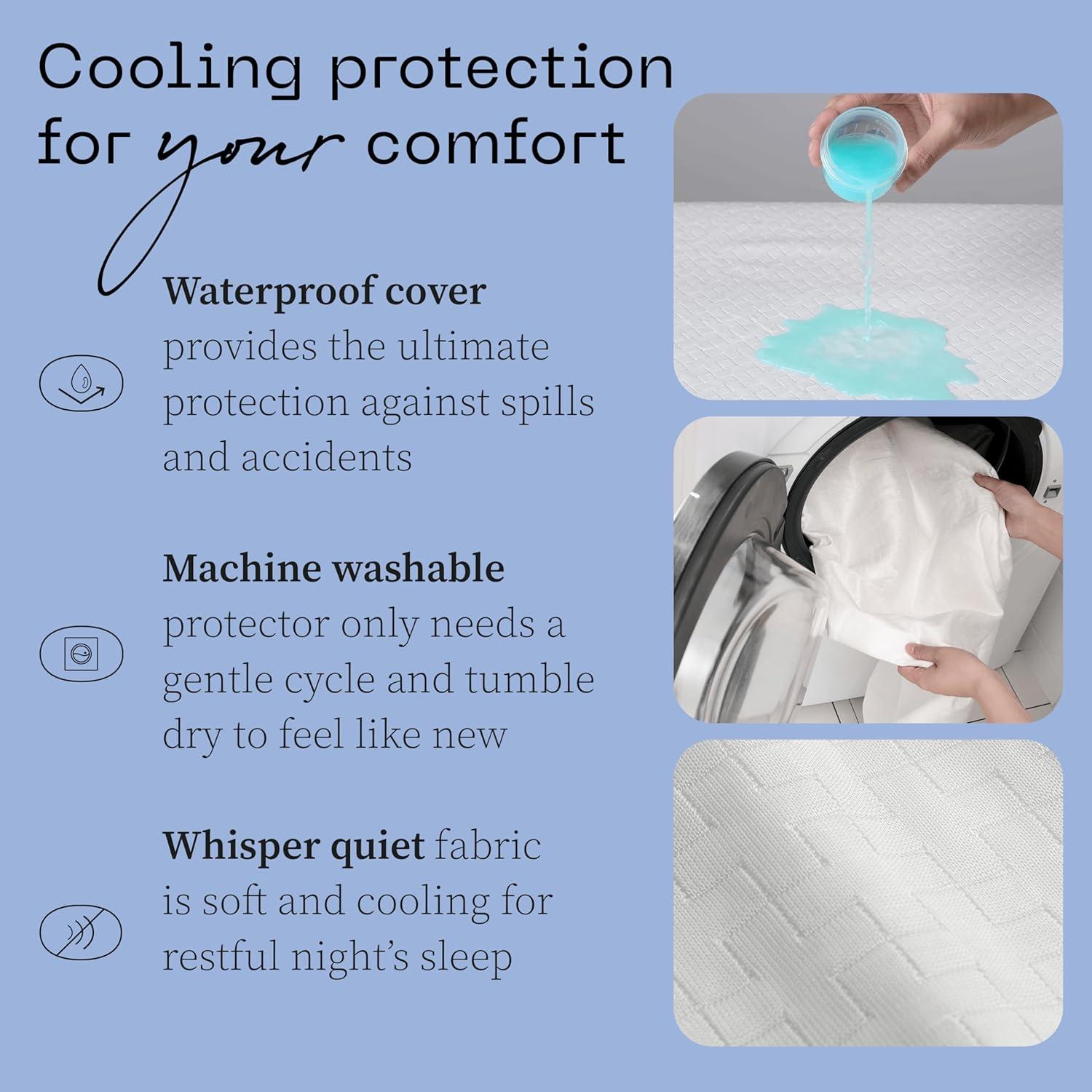 Coop Home Goods Ultra-Cool Waterproof Mattress Protector, King, Cooling Mattress Protector, Machine Washable Cooling Bed Cover, Whisper Quiet Waterproof Bed Cover, King (78x80)