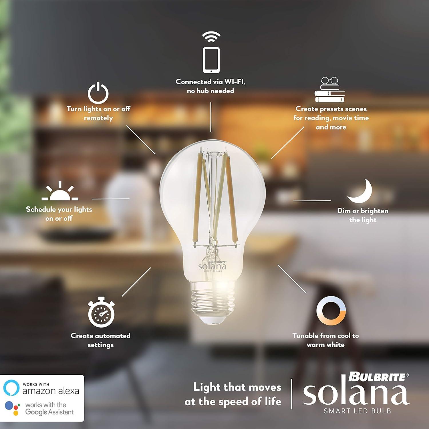 Bulbrite BR30 Ceiling Solana WiFi Connected LED Smart Light Bulb, Single-BR30, Frost