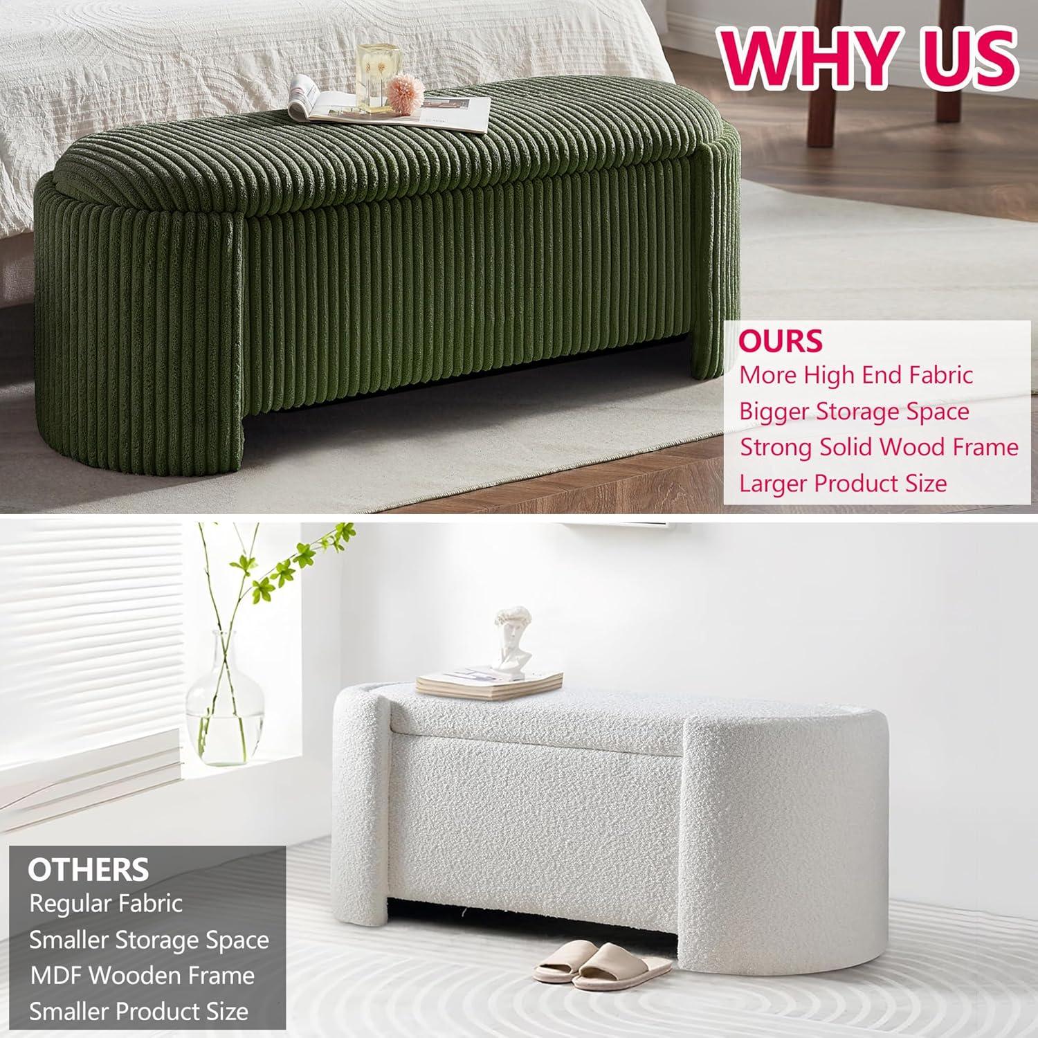 Latitude Run® Nikoma Corduroy Upholstered Storage Bench