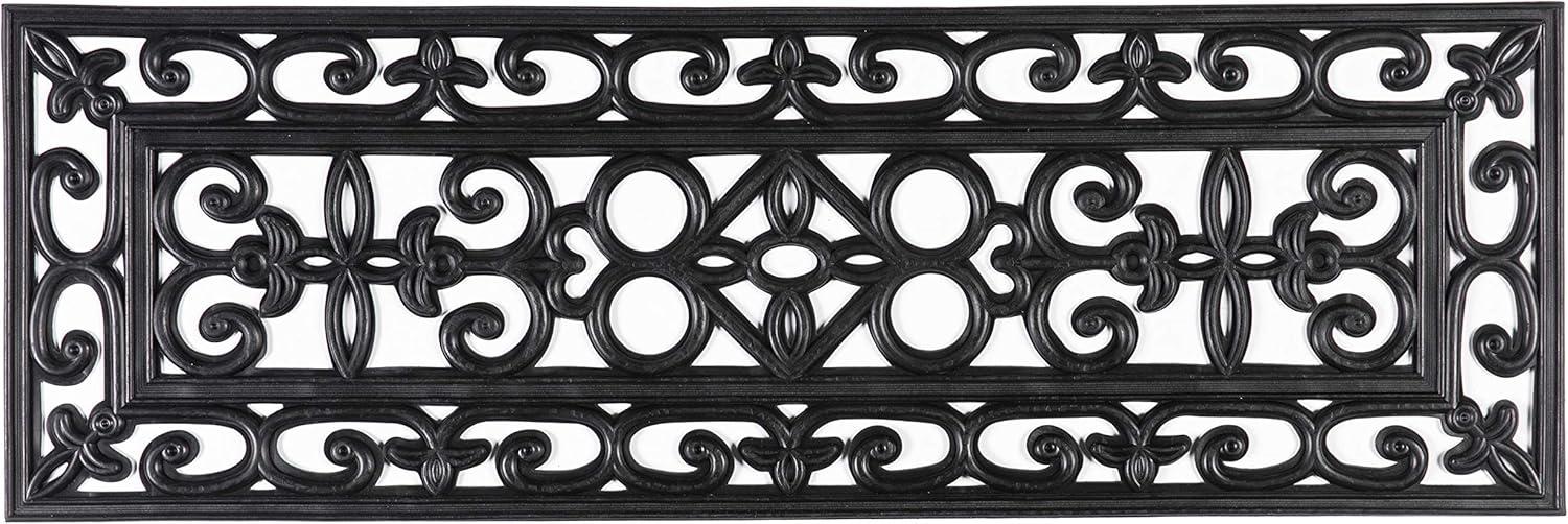 Decorative Scrollwork Design Rubber Stairs Anti-Slip Tread Mat Carpet, Set of 4