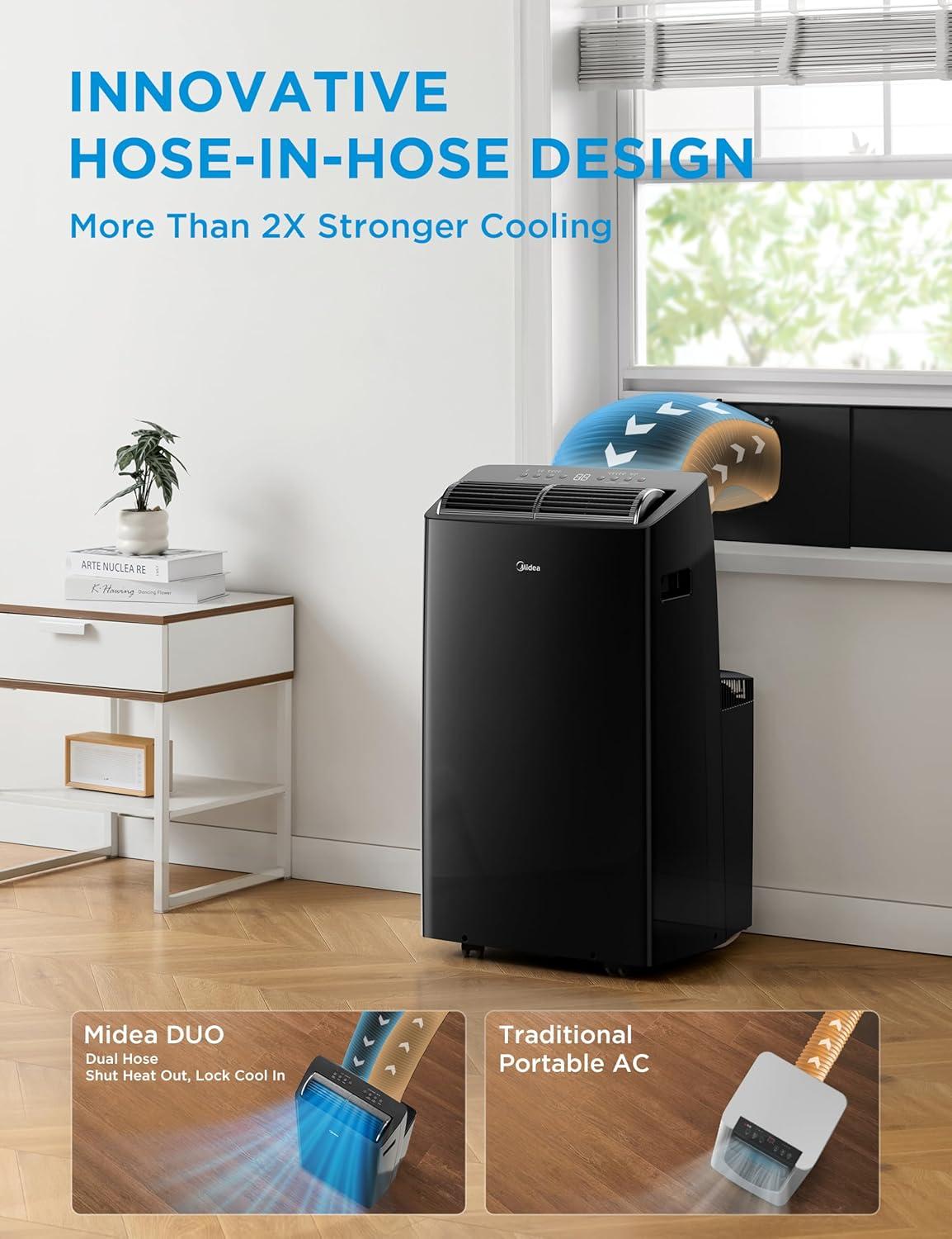 Midea DUO 10,000 BTU SACC Smart Inverter Portable Air Conditioner, Grey