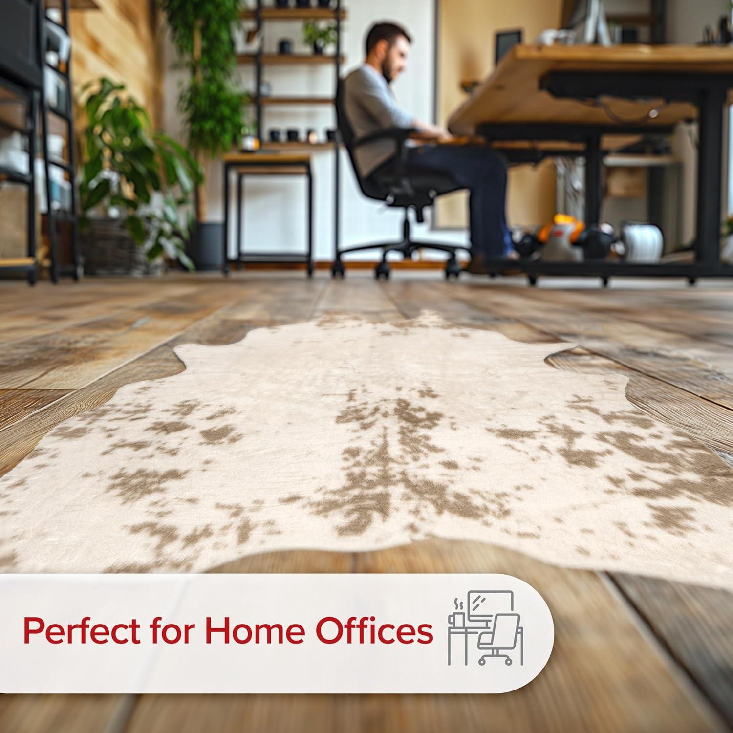 Nuloom Marcia SpinClean Machine Washable Faux Cowhide Area Rug, Shaped 5' x 6' 7", White