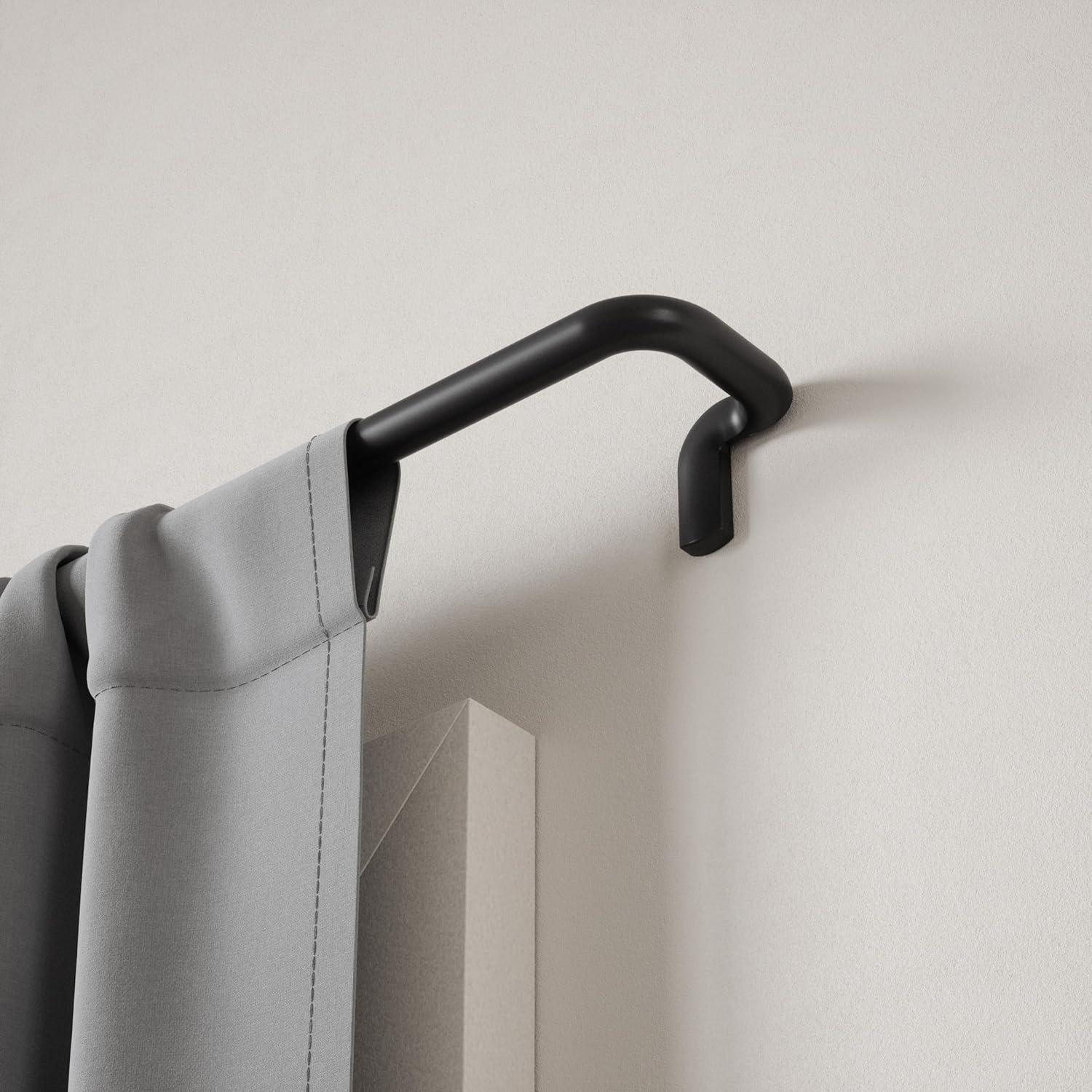 Matte Black Adjustable Single Curtain Rod 30-84 Inches