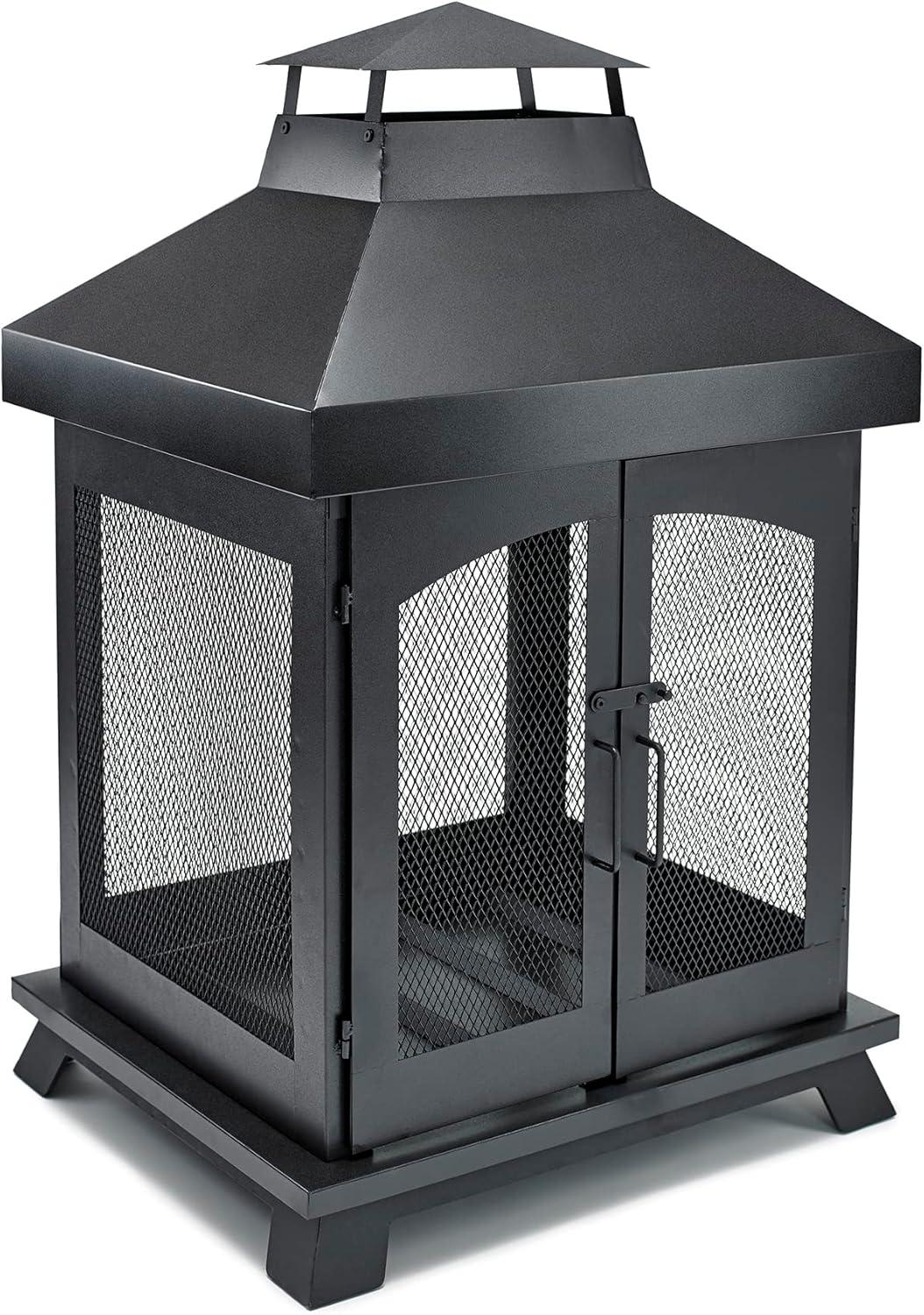 Black Steel 45" Wood Burning Outdoor Chimenea