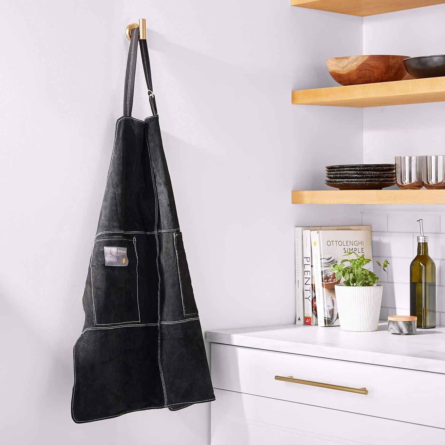 17 Stories Solid Color Leather Bib Apron