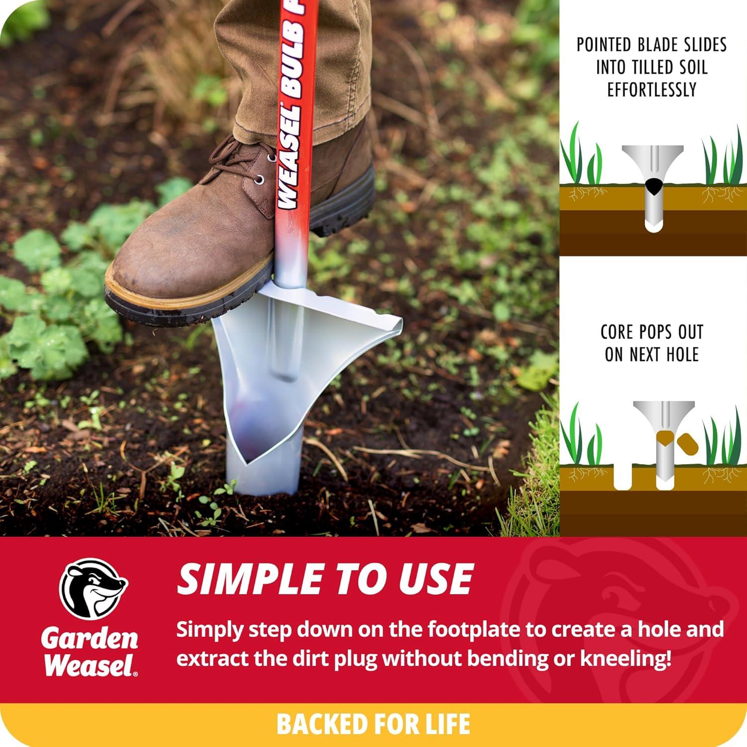 Red and Silver Carbon Steel Long Handle Bulb Planter