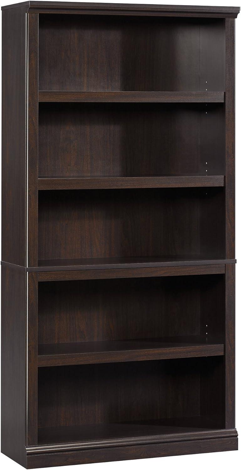 Jamocha Wood 5-Shelf Adjustable Bookcase with Doors