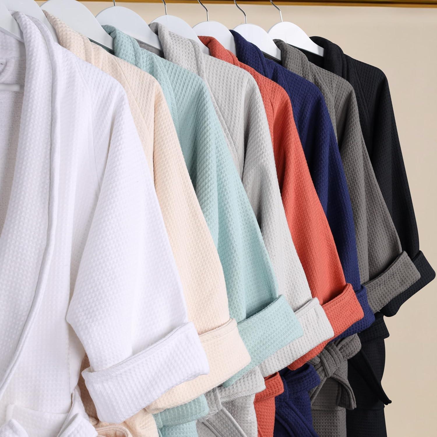 Superior Waffle Cotton Unisex Soft Adult Bath Robe, Small, White