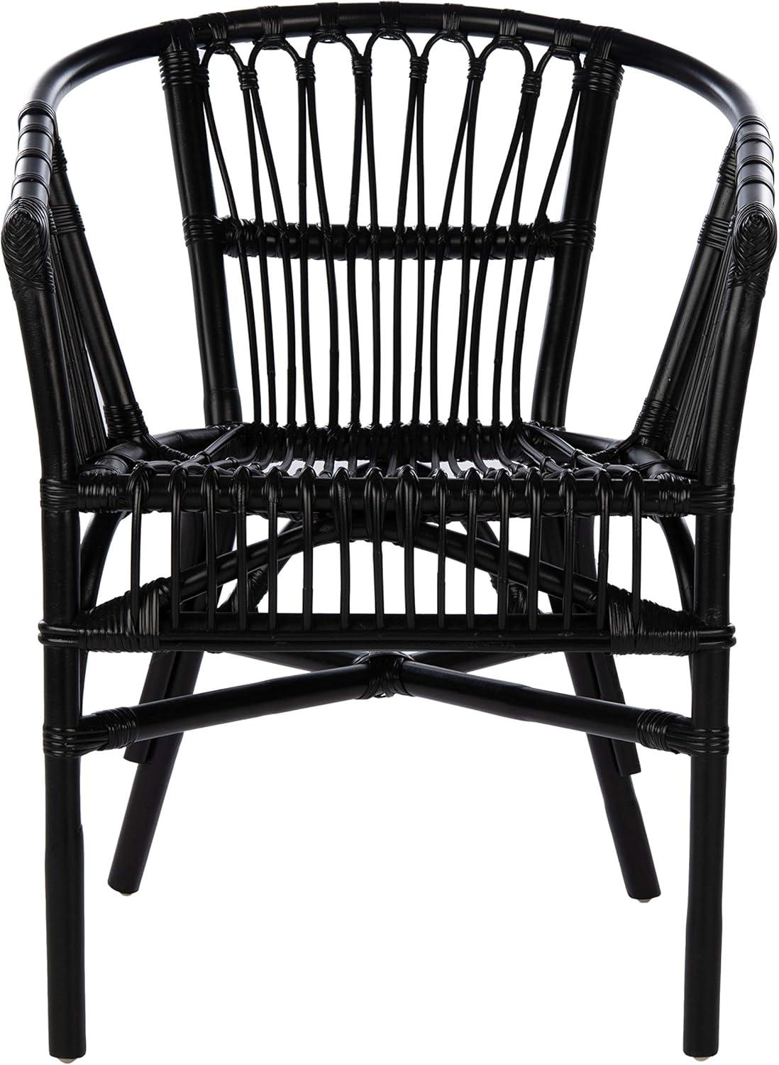 SAFAVIEH Adriana Solid Rattan Armchair, Black, Set of 2