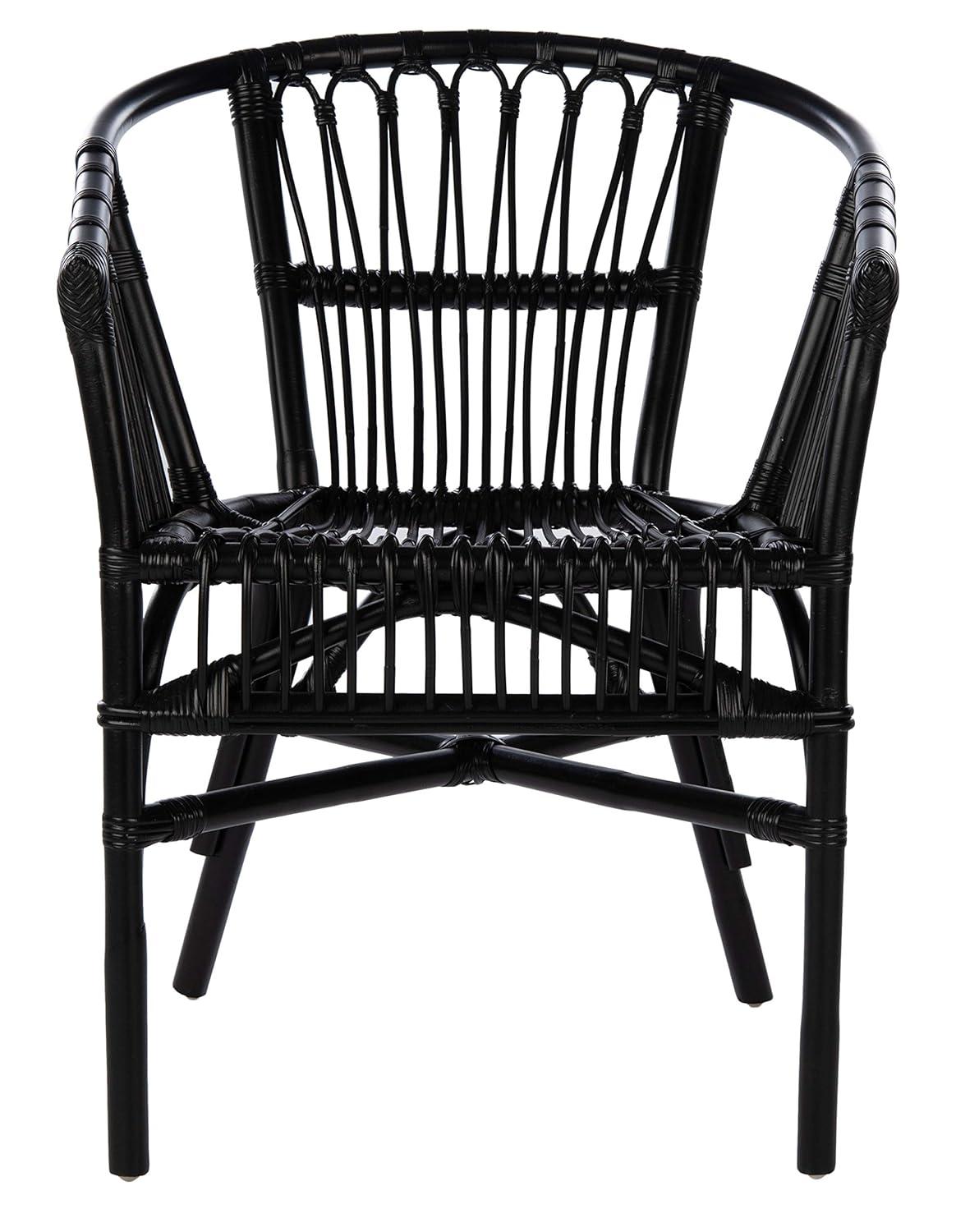 Adriana Rattan Accent Chair - Set of 2 - ACH6505 - Black - Safavieh